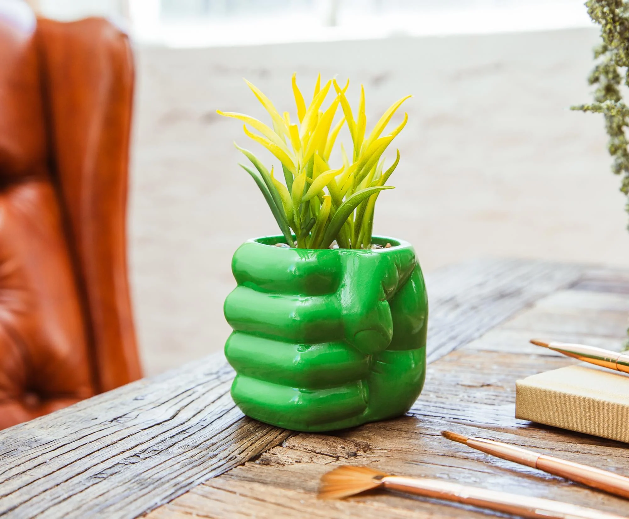 Marvel Comics Hulk Smash Hand 3-Inch Ceramic Mini Planter With Artificial Succulent - Image 6