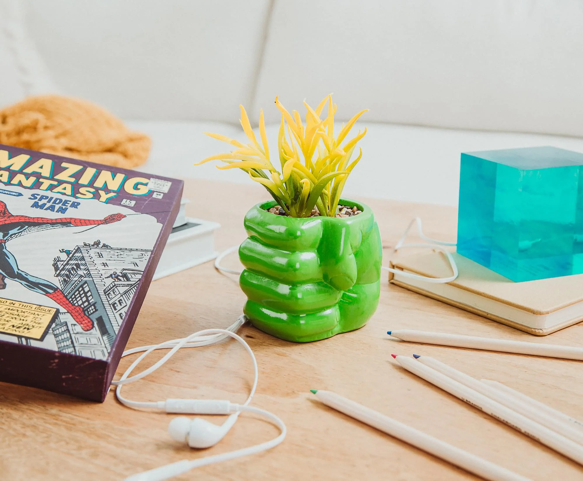 Marvel Comics Hulk Smash Hand 3-Inch Ceramic Mini Planter With Artificial Succulent - Image 8