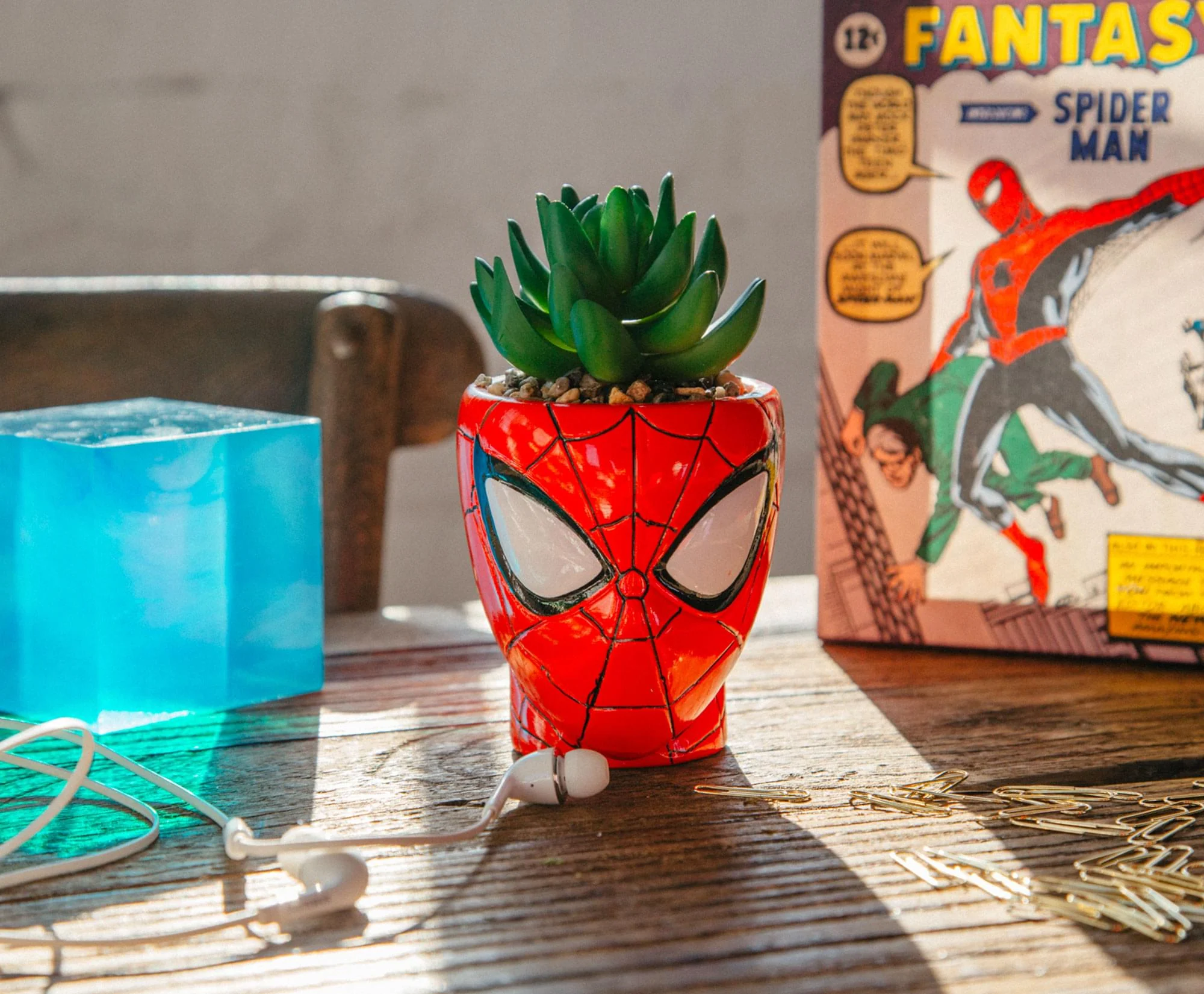 Marvel Comics Spider-Man 3-Inch Ceramic Mini Planter With Artificial Succulent - Image 4
