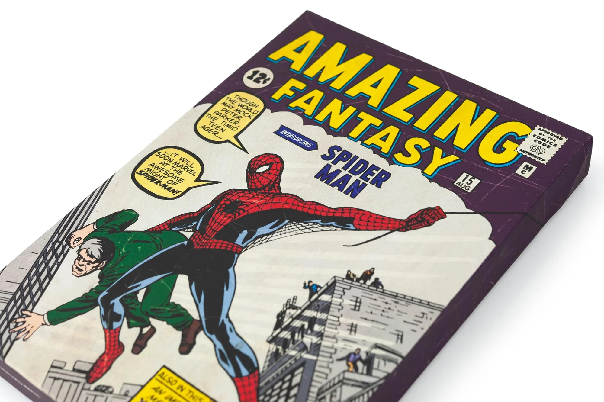 Marvel Comics Spider-Man Amazing Fantasy #15 Comic Book Canvas | 9 x 5 Inches - Image 2