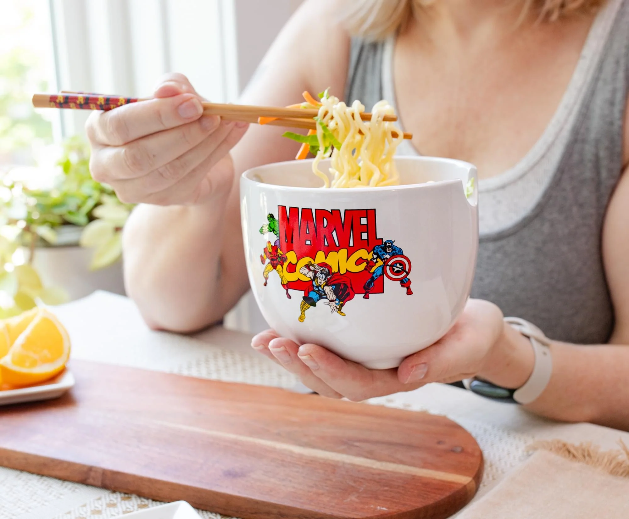 Marvel Comics The Avengers 20-Ounce Ramen Bowl and Chopstick Set - Image 6
