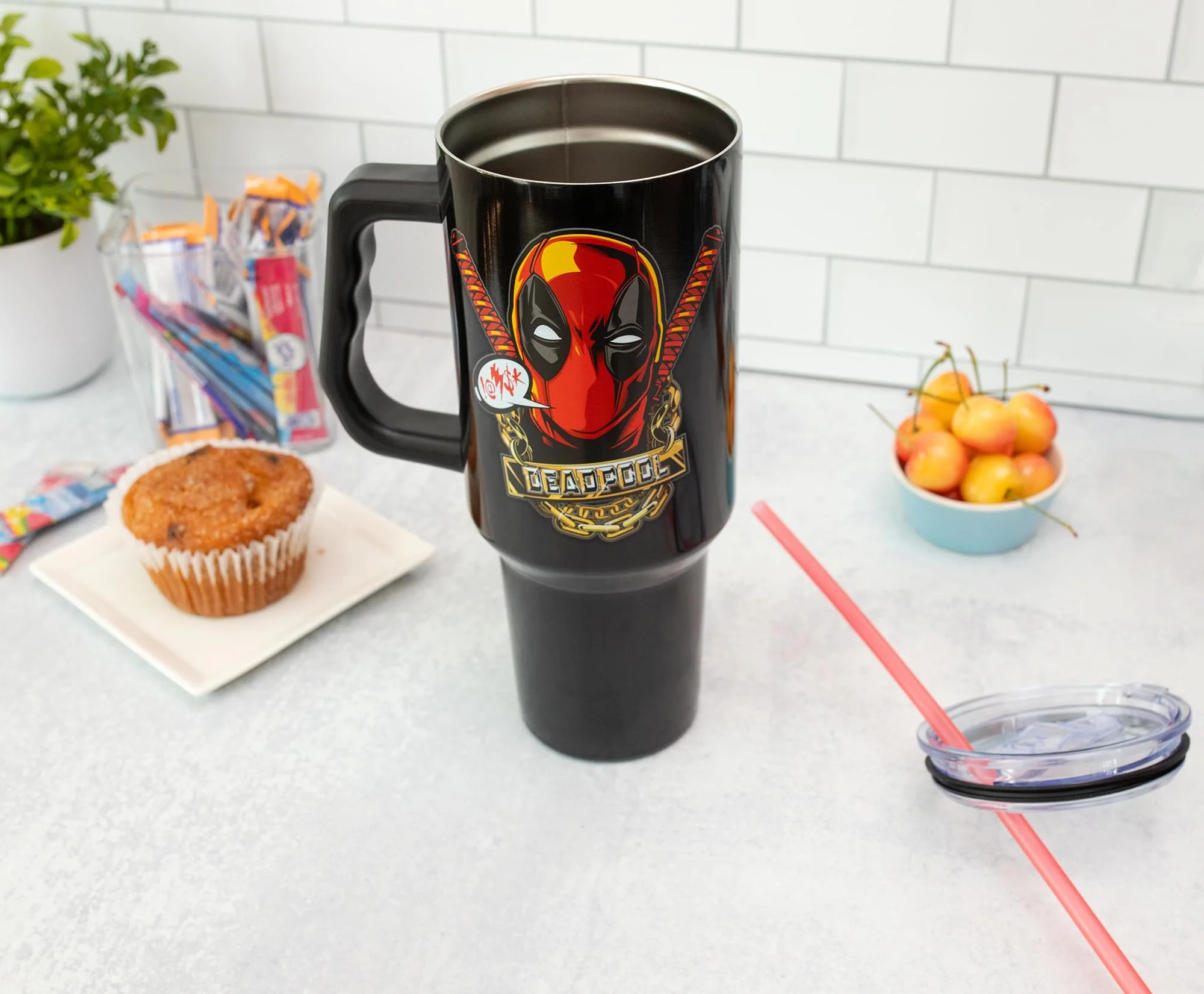 Marvel Deadpool Stainless Steel Tumbler With Handle | Holds 40 Ounces - Image 6