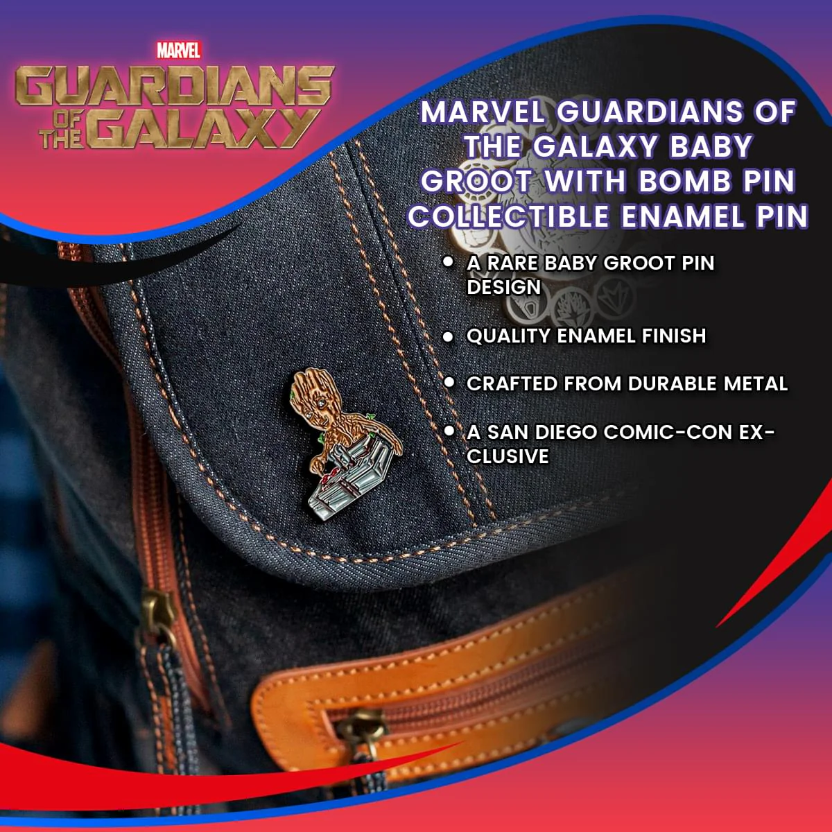 Marvel Guardians Of The Galaxy Baby Groot With Bomb Pin | Collectible Enamel Pin - Image 4
