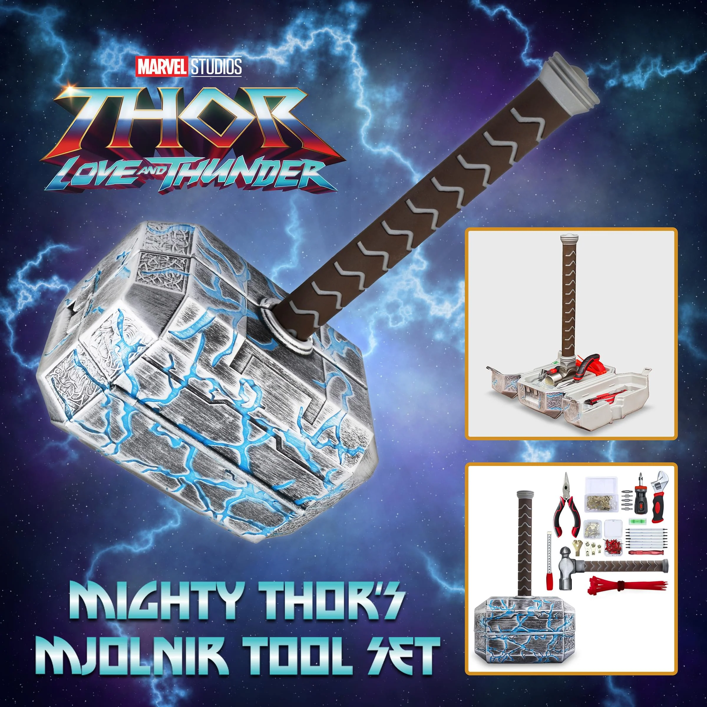 Marvel Mighty Thors Hammer Mjolnir 91-Piece Tool Set | All-In-One Kit - Image 2