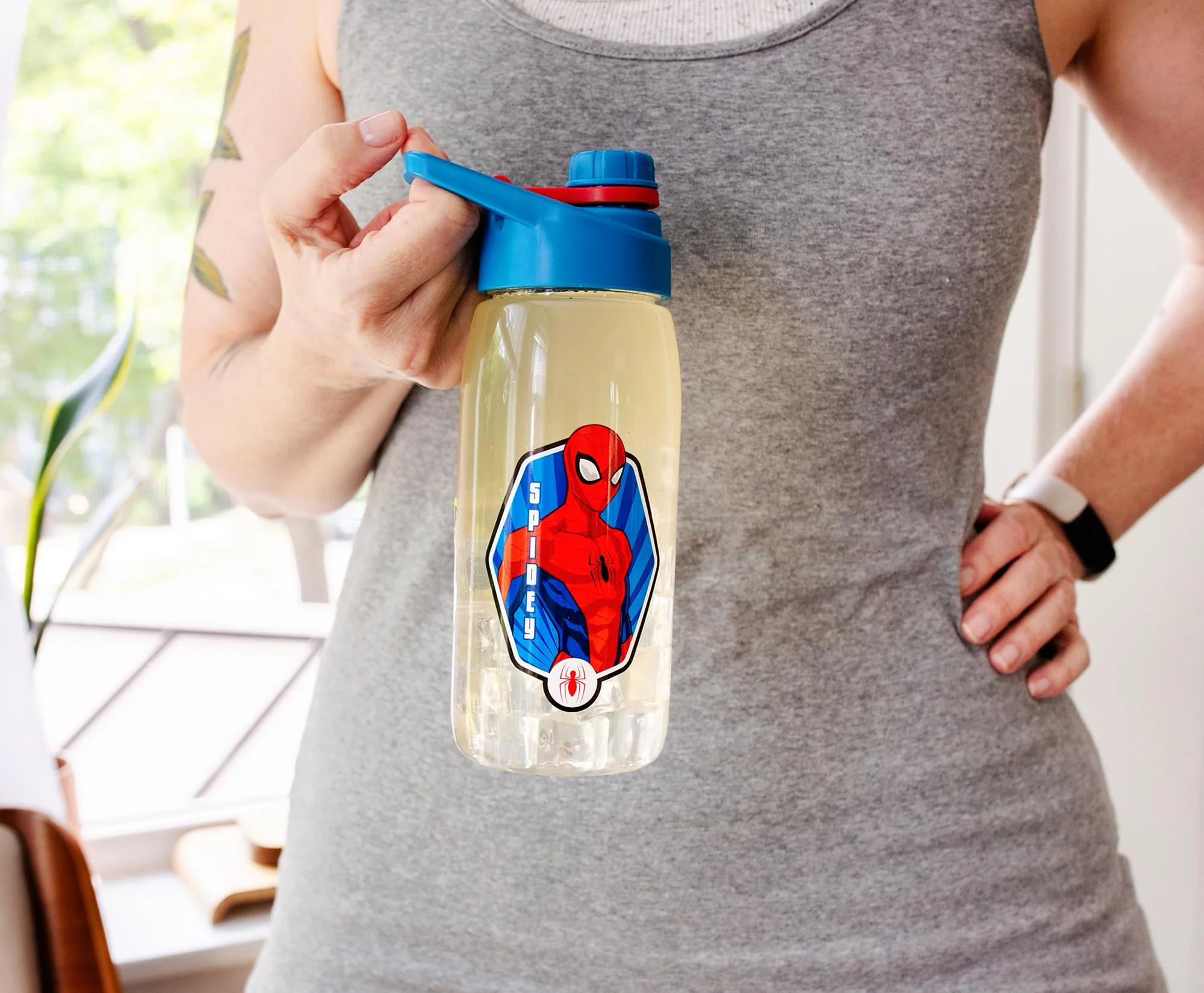 Marvel Comics Spider-Man Hinged Handle Plastic Water Bottle and Sticker Set - Image 7