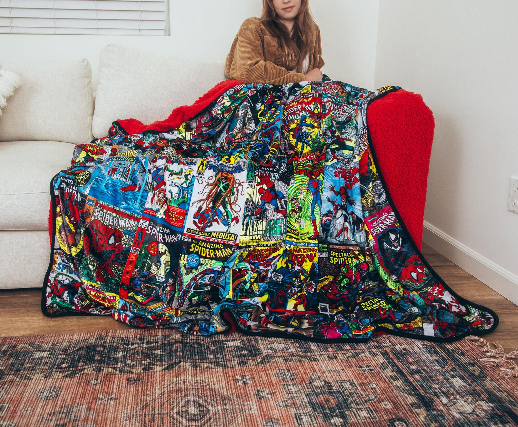 Marvel Spider-Man 60th Anniversary Special Edition Red Sherpa Throw Blanket - Image 4