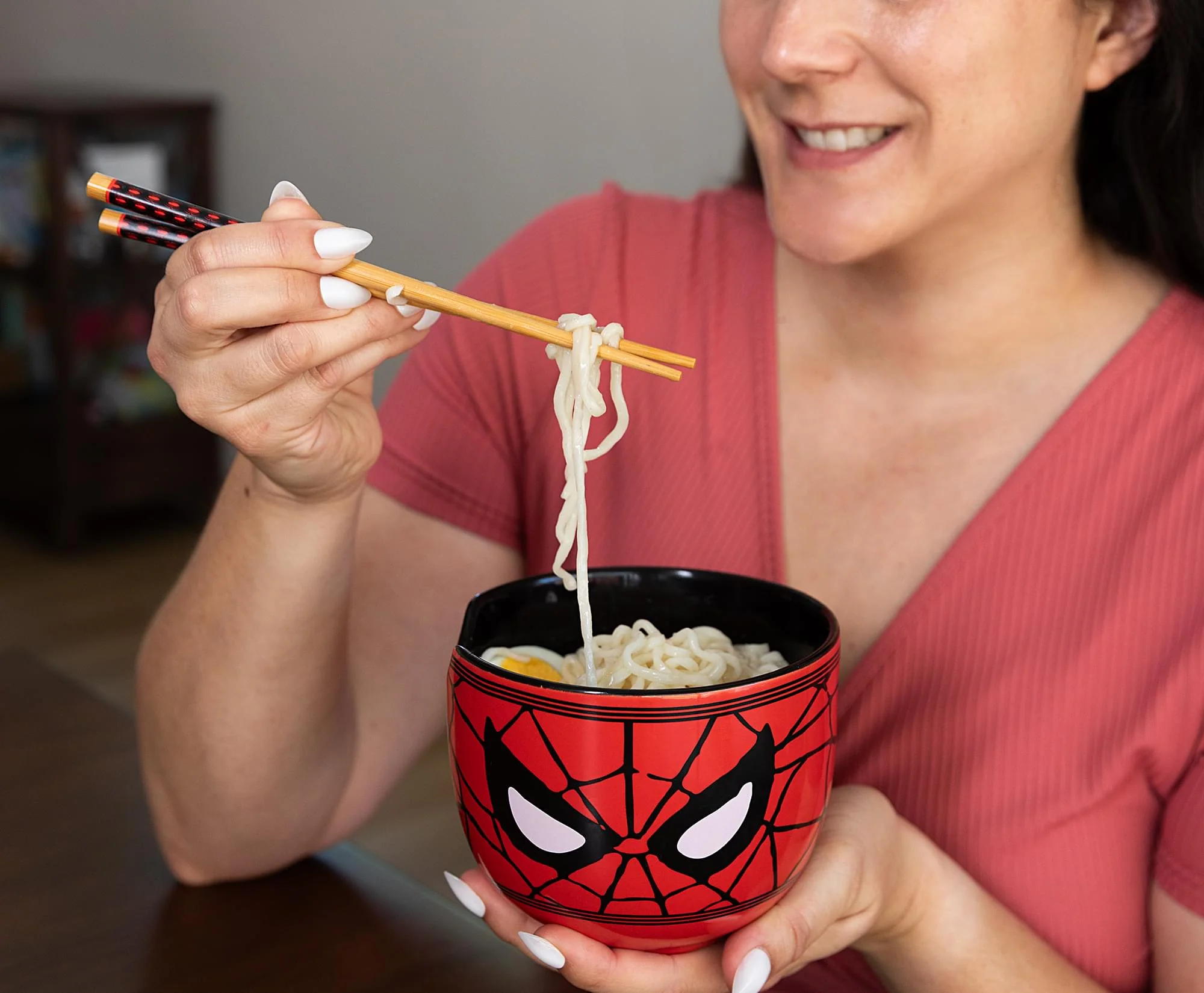 Marvel Spider-Man Face 20-Ounce Ramen Bowl and Chopstick Set - Image 9