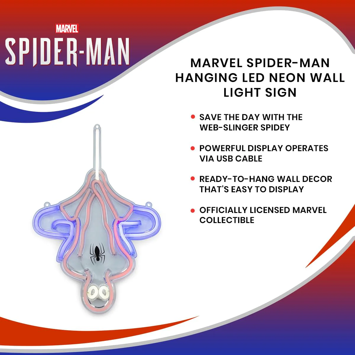 Marvel Spider-Man Hanging LED Neon Wall Light Sign - Image 7