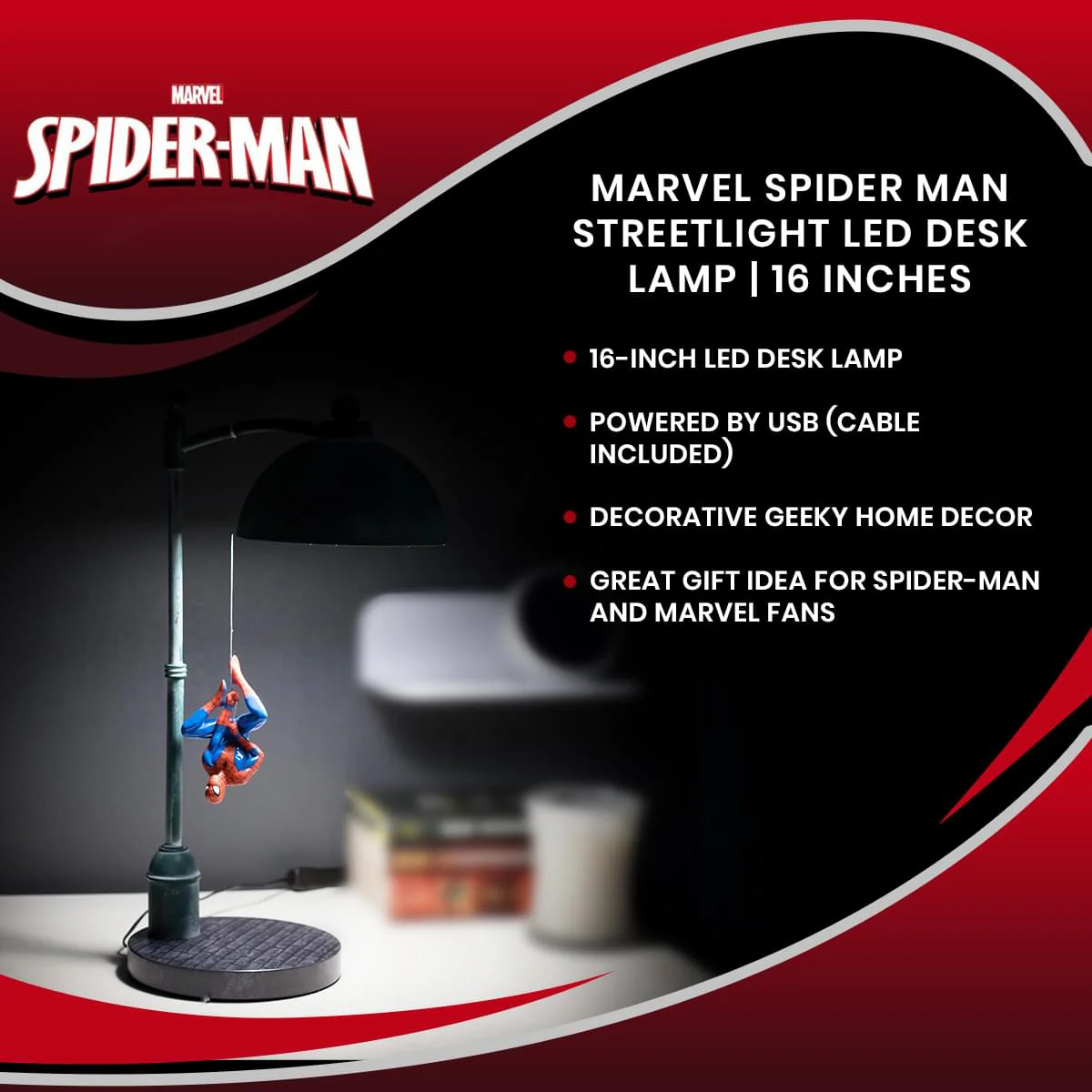 Marvel Spider Man Streetlight LED Desk Lamp | 16 Inches - Image 7