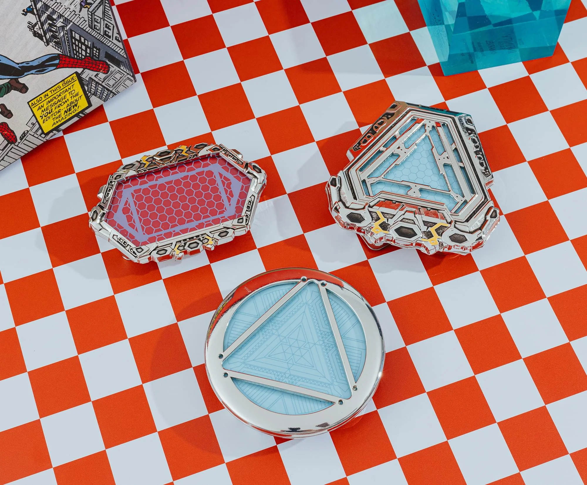 Marvel Studios Iron Man 3-Piece Light-Up Arc Reactor Pin Replica Box Set - Image 5