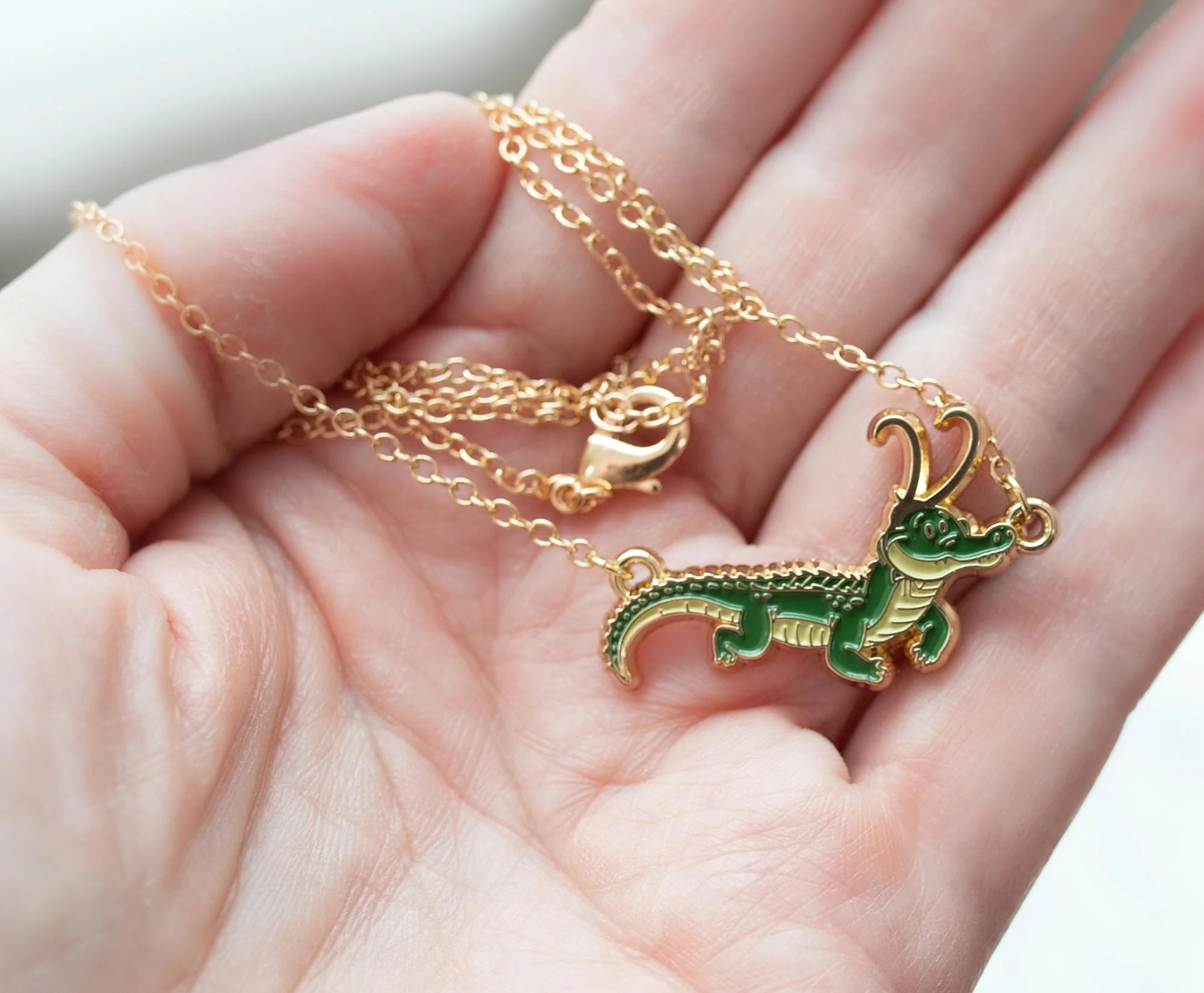 Marvel Studios Loki Alligator Pendant Necklace with Gold Chain - Image 3