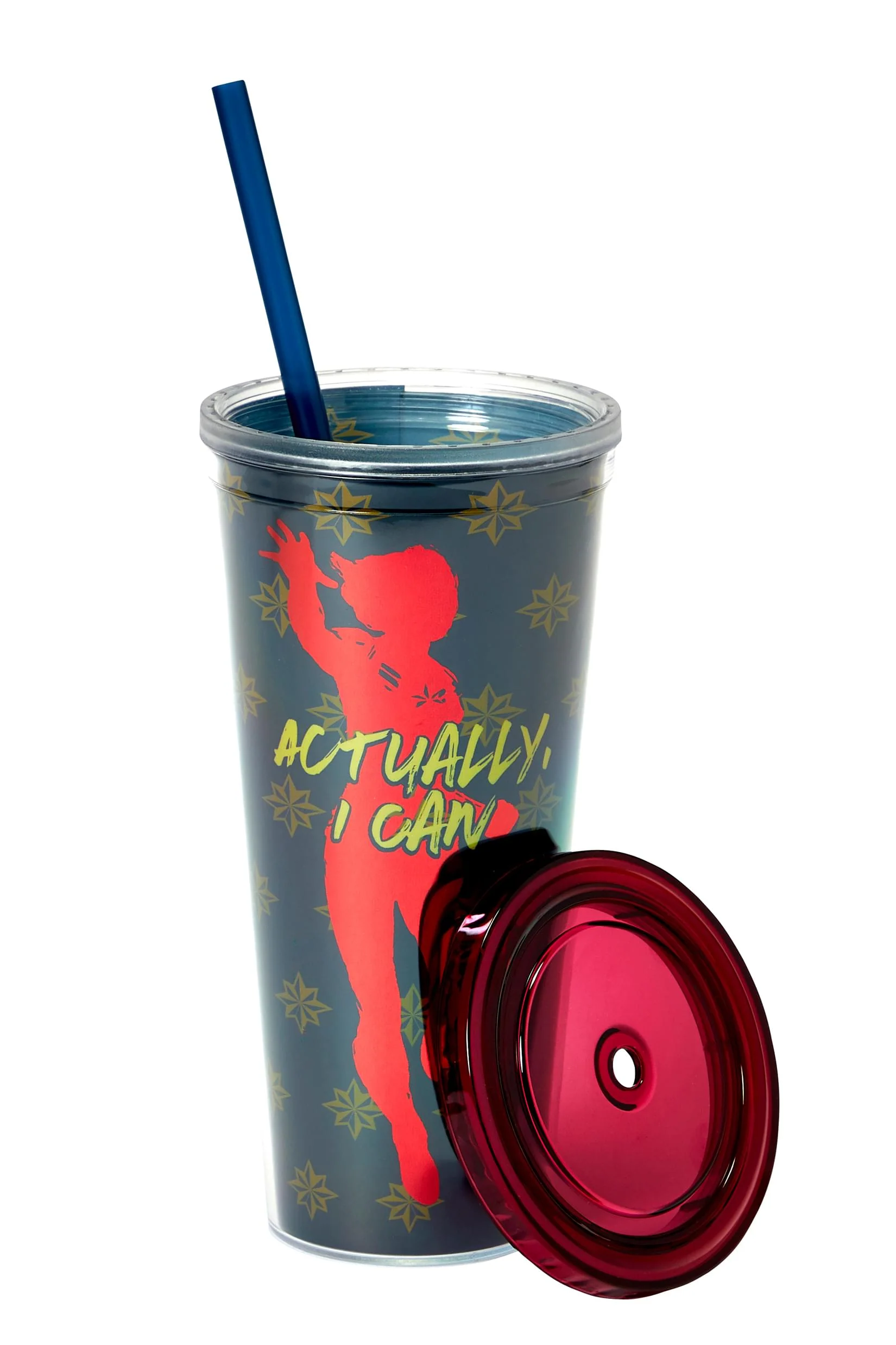 Marvel's Captain Marvel Actually I Can 16-Oz PVC Tumbler w/ Lid and Straw - Image 3