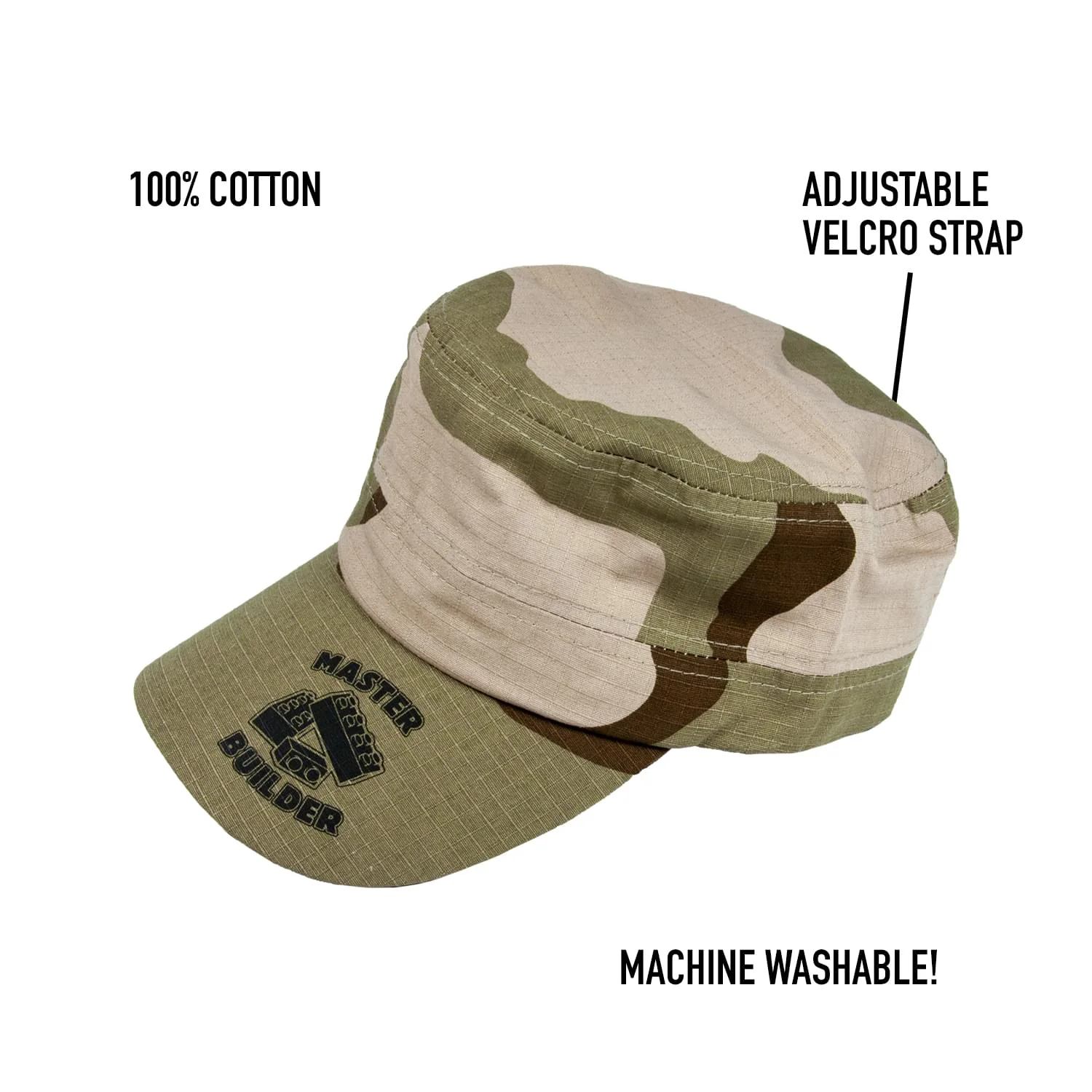 Master Builder Camo Hat | Green & Brown Cap for BRICK Fans | Adjustable Size - Image 5