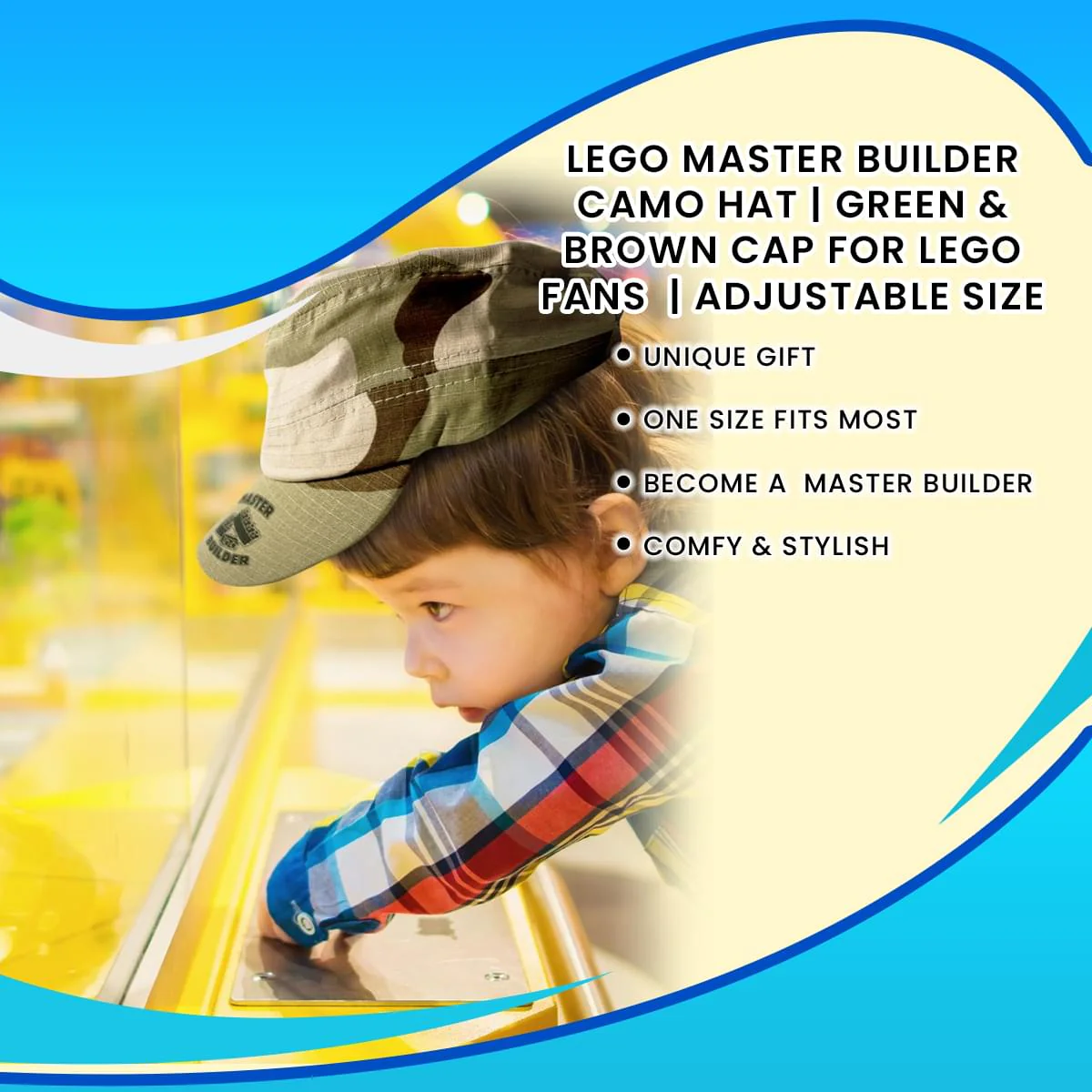 Master Builder Camo Hat | Green & Brown Cap for BRICK Fans | Adjustable Size - Image 7