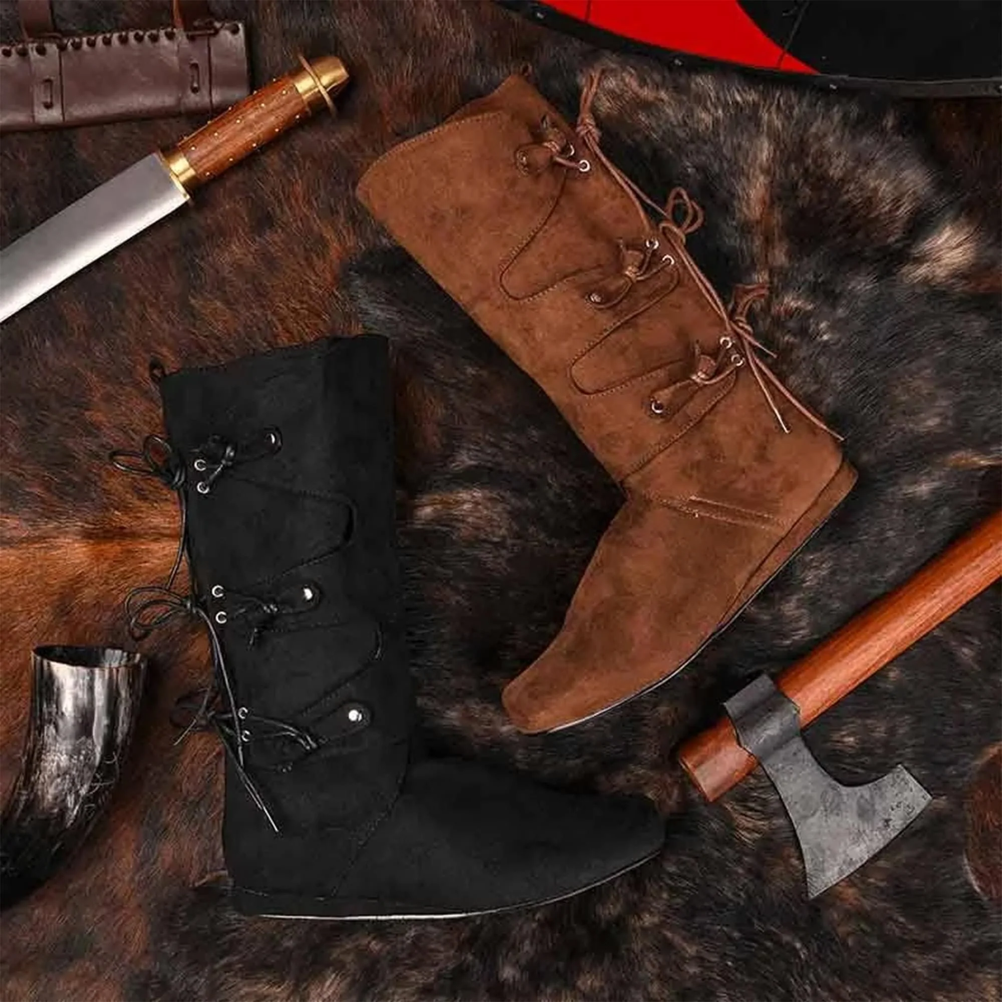 Men's Brown Thomas Renaissance Costume Boots - Image 5