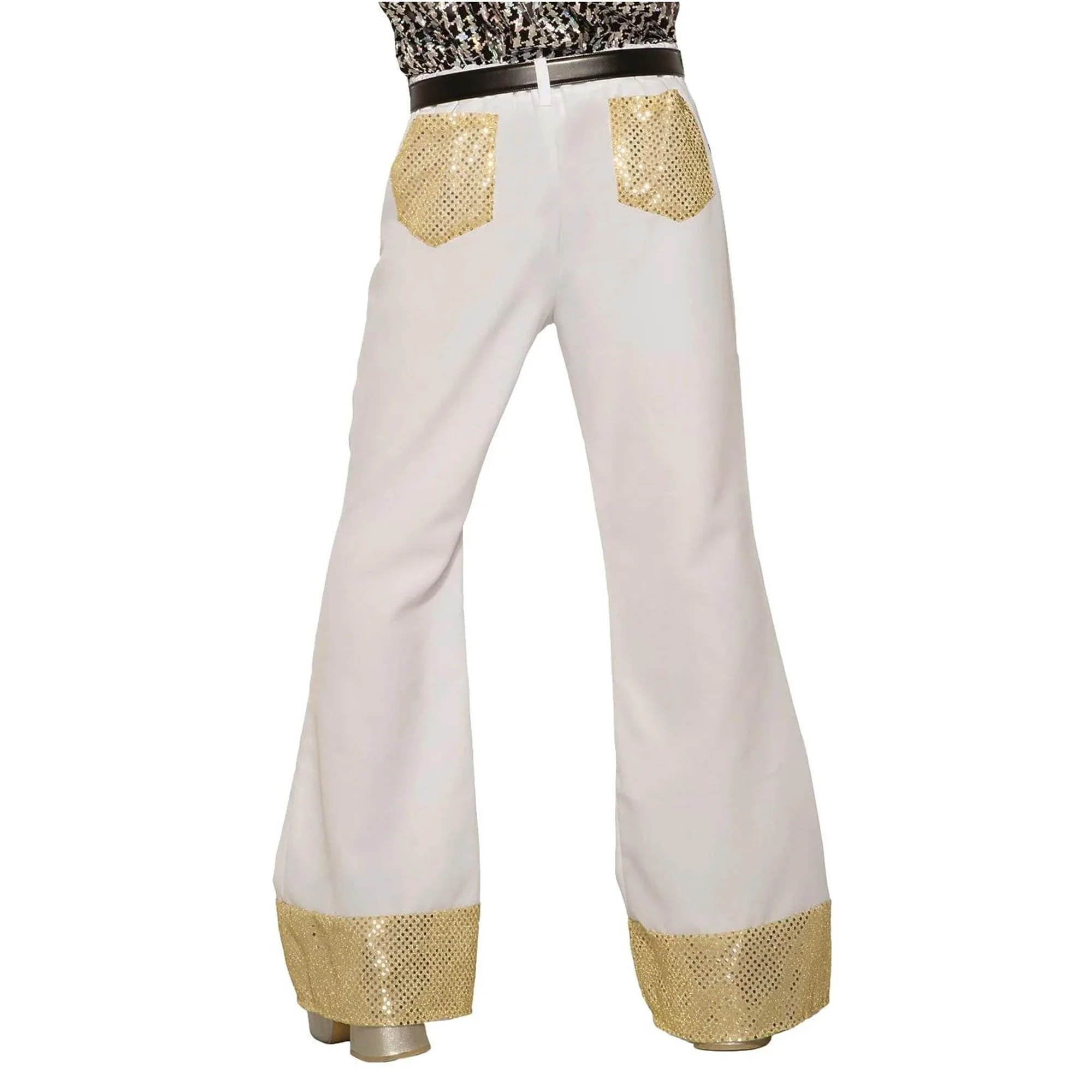 Men's Costume Disco Pants, White - Image 3