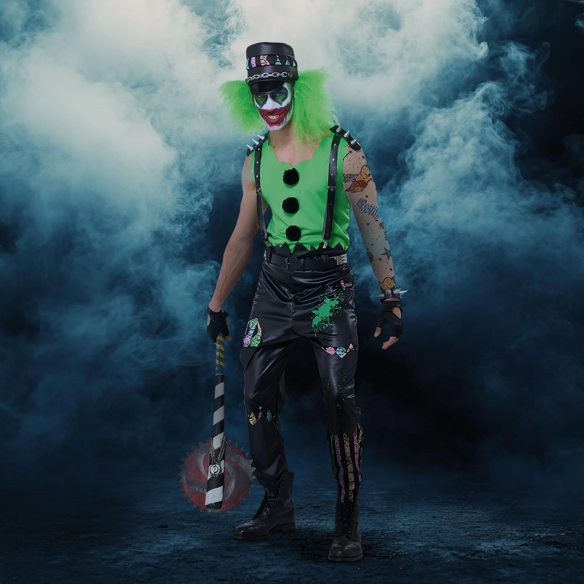 Mens Crazed Clown Costume - Image 5