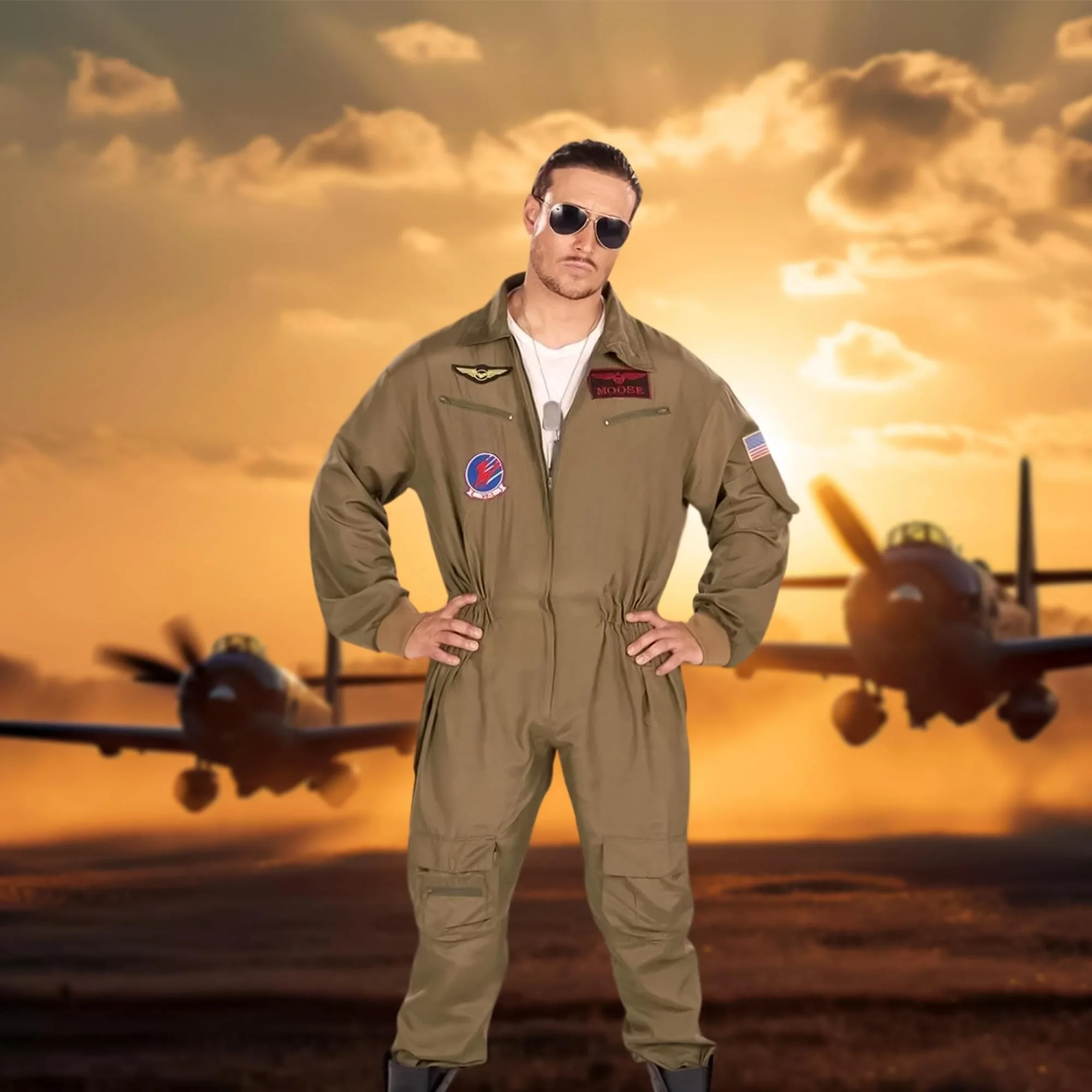 Men's Fighter Pilot Aviator Adult Costume - Image 5