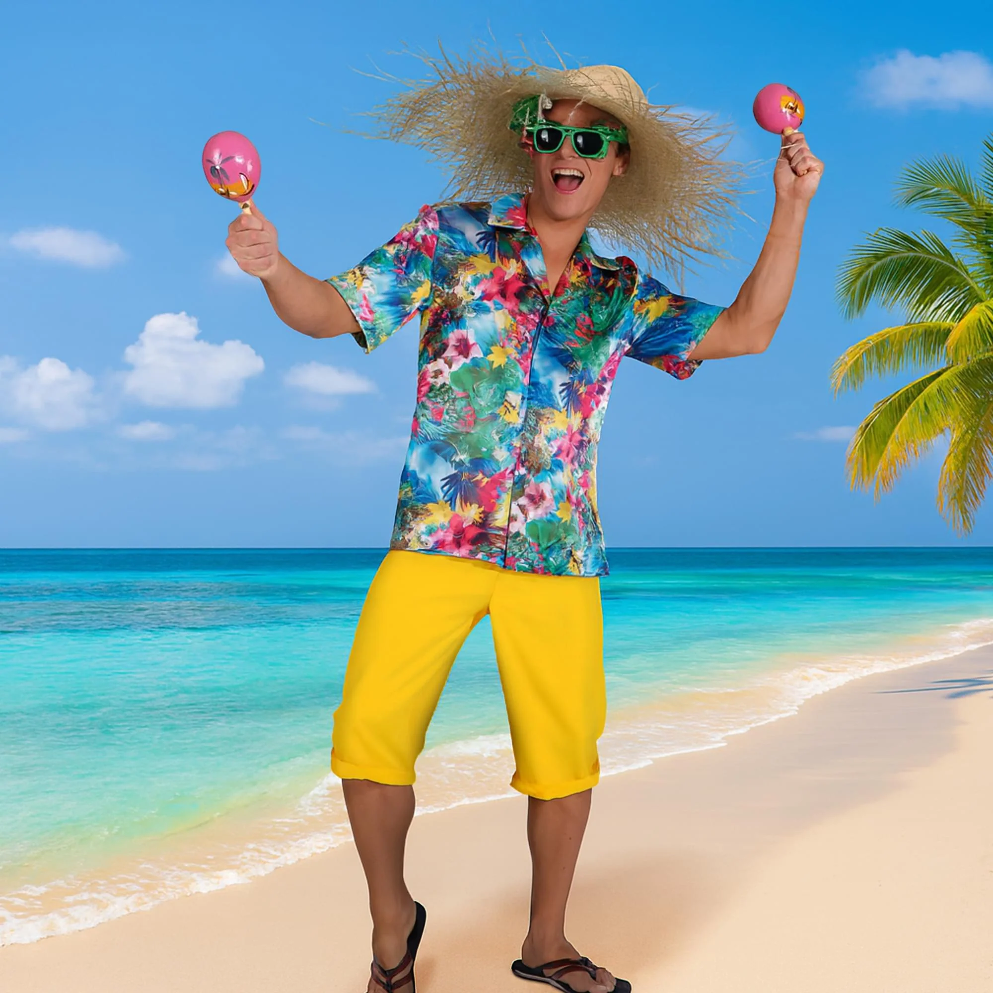 Mens Yellow Shorts Waist Size: Adult Costume - Image 3