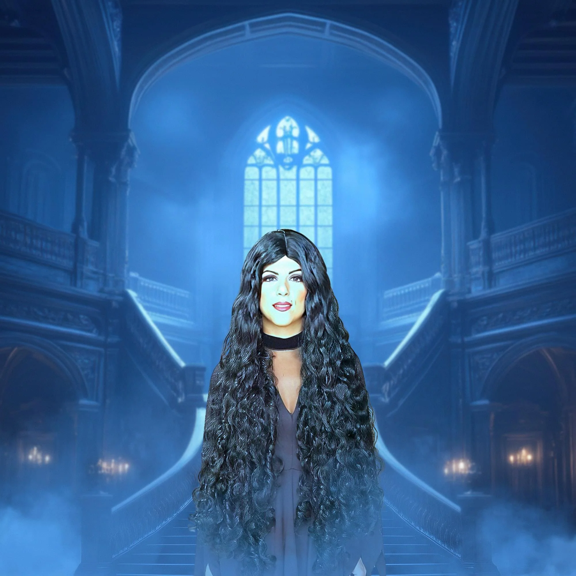 Mesmerelda Long Goddess Black Adult Costume Wig - Image 2