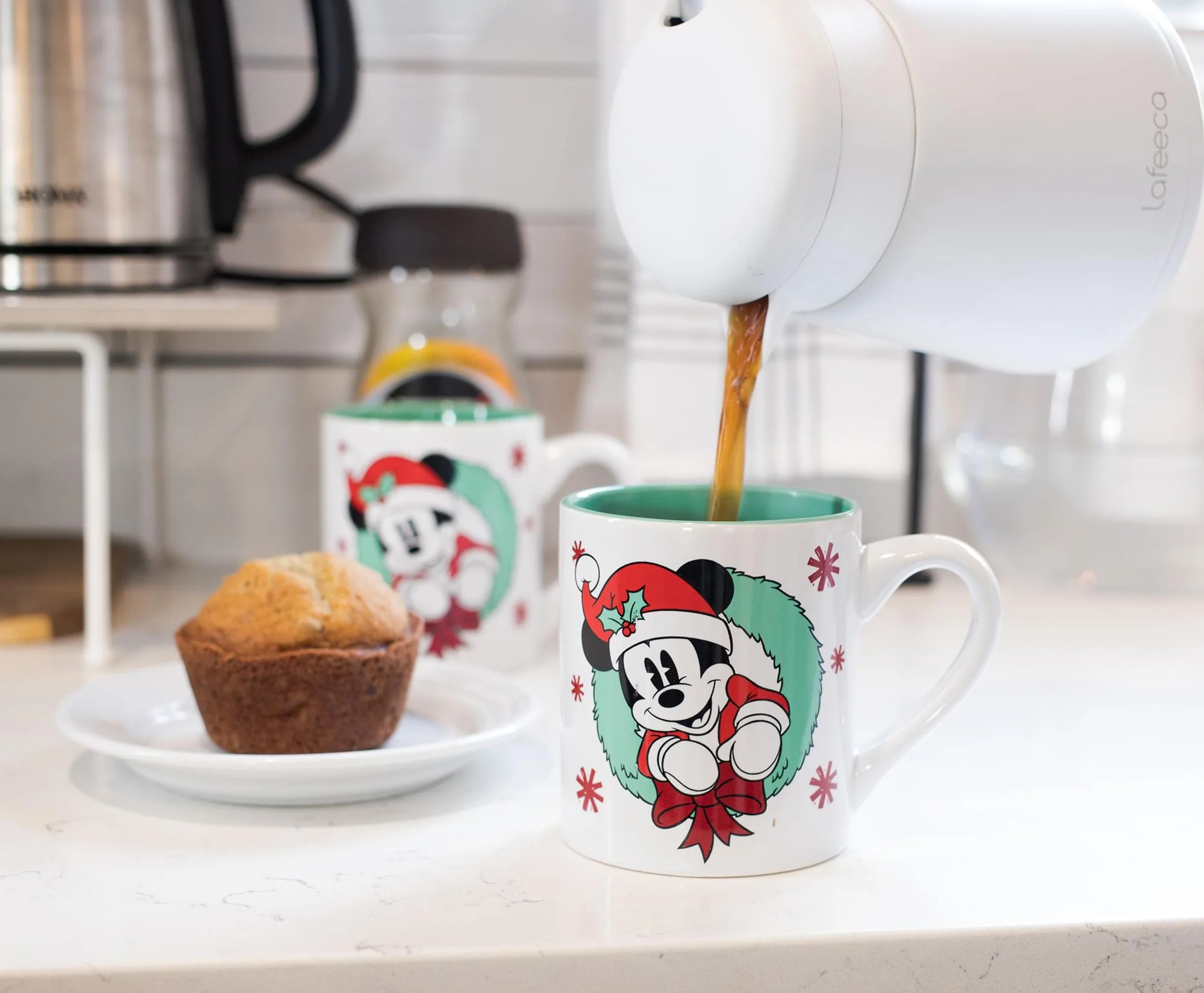 Mickey and Minnie Mouse Holiday Mugs, Set of 2 | Each Holds 14 Ounces - Image 3