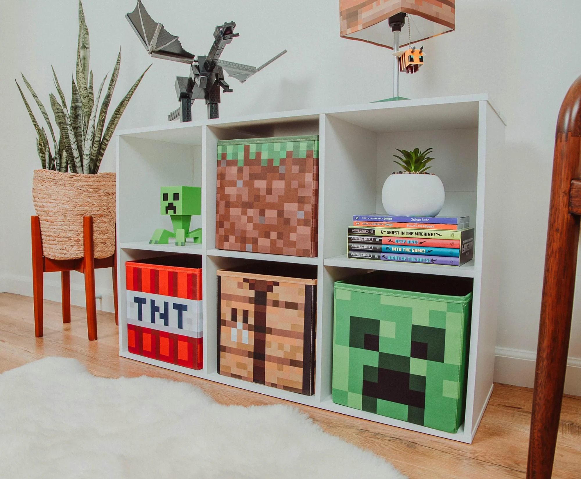 Minecraft 10-Inch Storage Bin Organizer Set | Creeper, TNT, Grass, Craft Table - Image 4