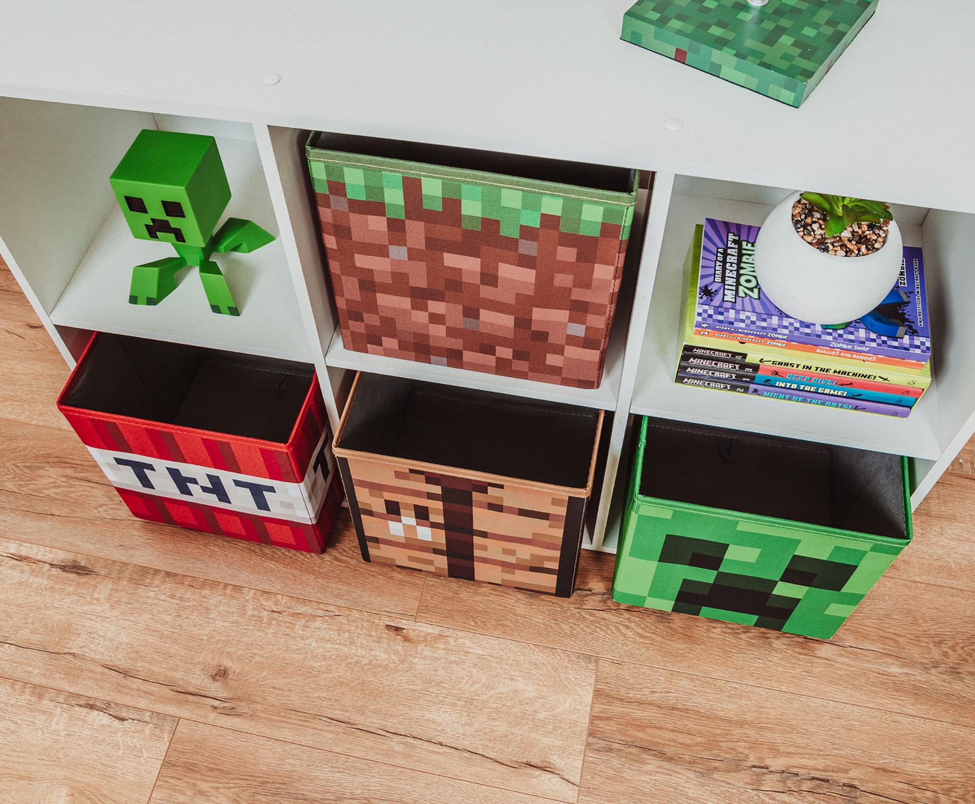Minecraft 10-Inch Storage Bin Organizer Set | Creeper, TNT, Grass, Craft Table - Image 5