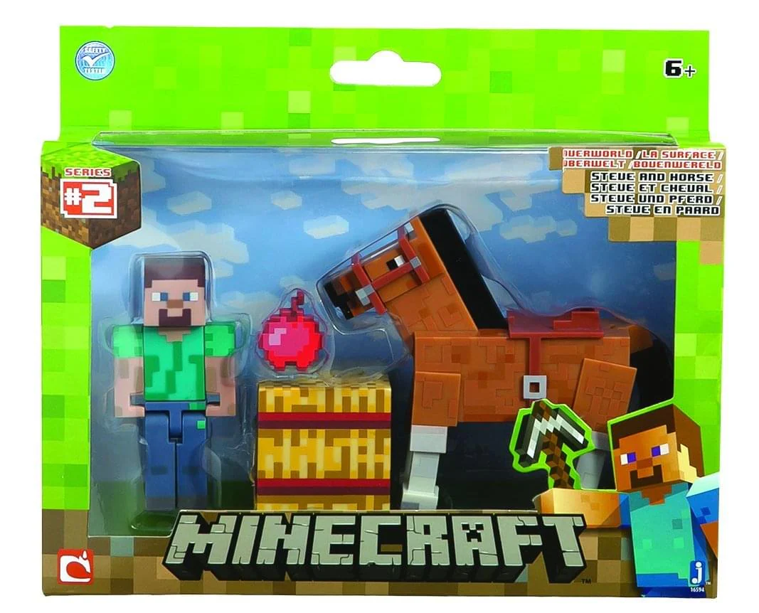 Minecraft 3" Action Figure 2-Pack Steve with Brown Horse - Image 2