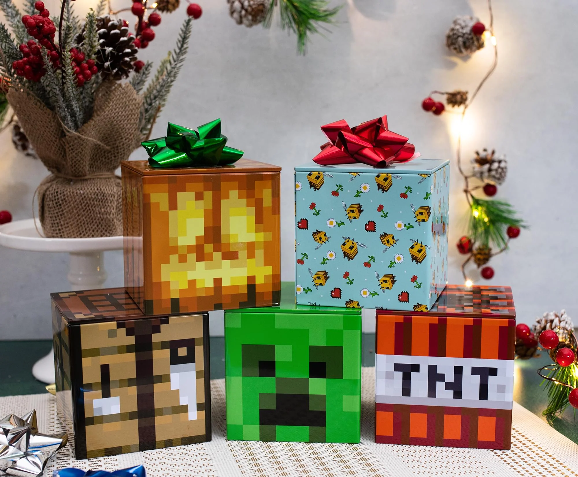 Minecraft 4x4 Inch Tin Storage Box Set of 5 | Bee | Creeper | TNT | Table | Jack - Image 2