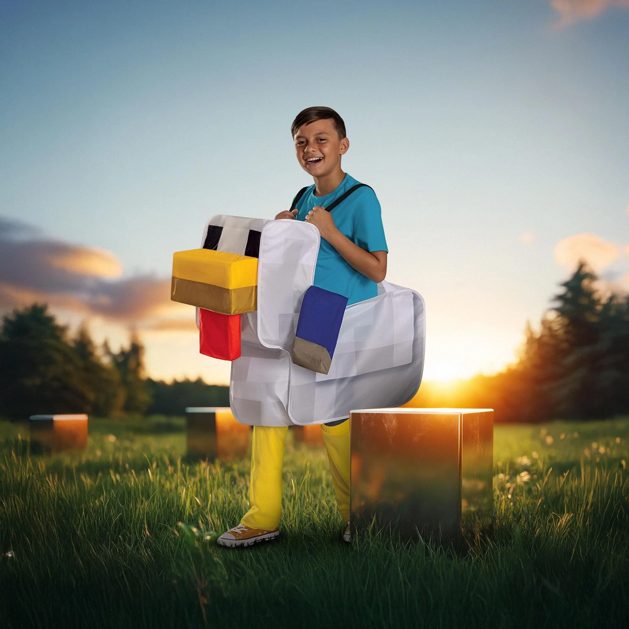 Minecraft Chicken Jockey Ride-On Child Costume | Unisize 8+ - Image 4