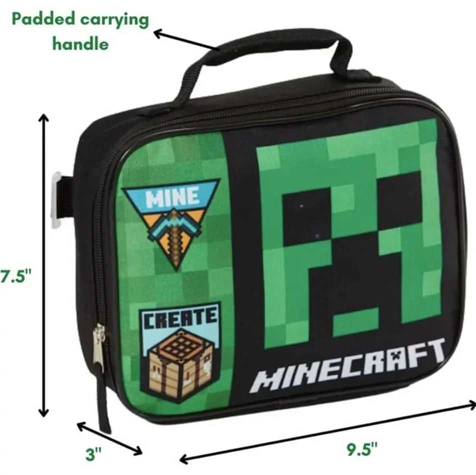 Minecraft Creeper 17 Inch Kids Backpack with Lunch Bag - Image 3