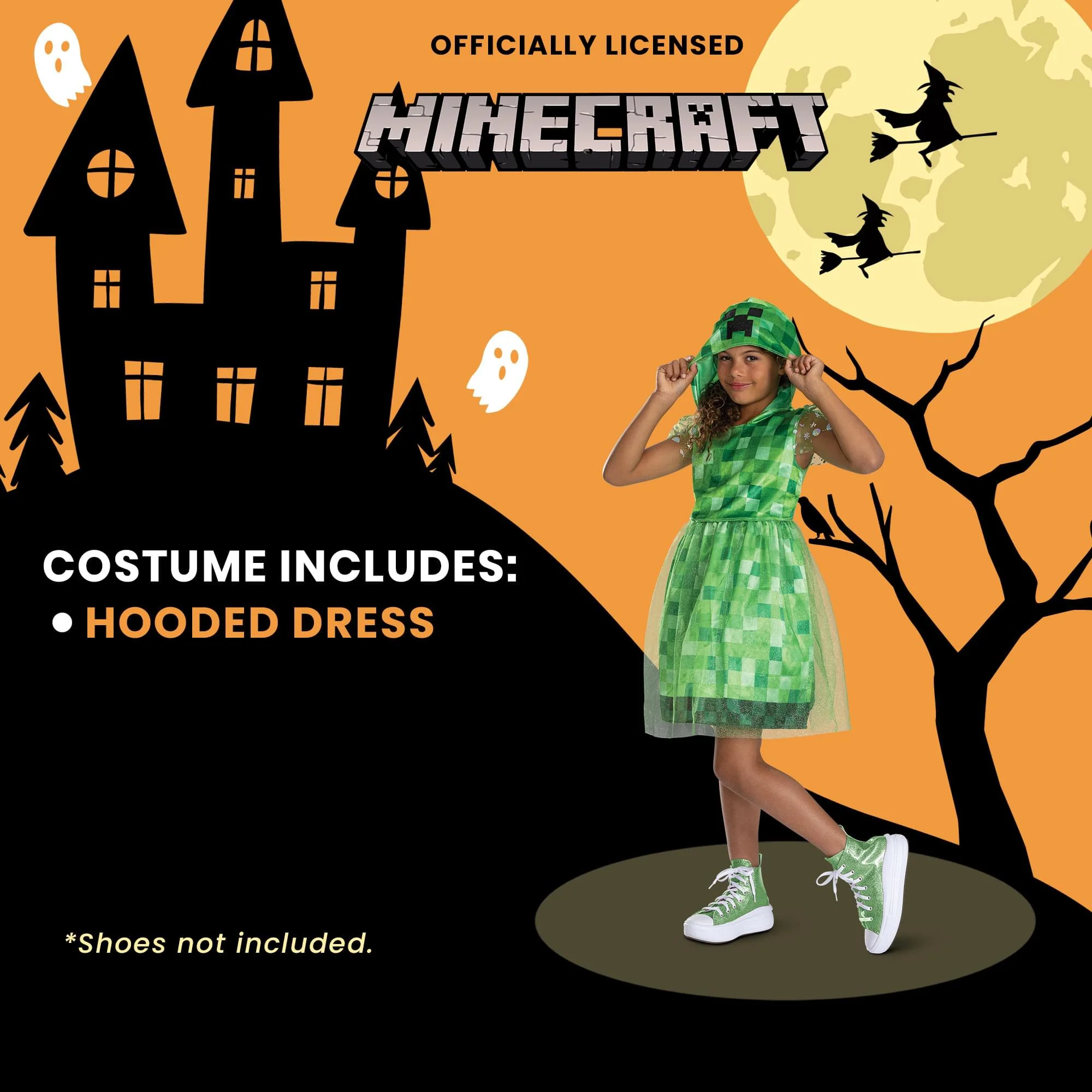 Minecraft Creeper Girl Hooded Child Costume Dress - Image 24