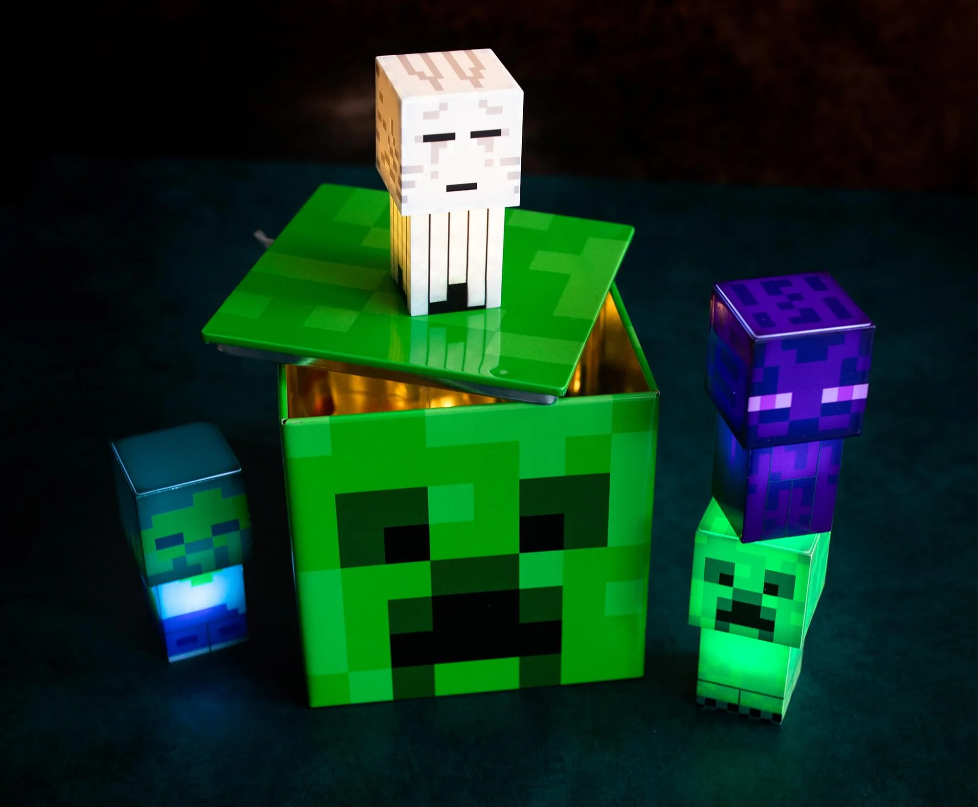 Minecraft Creeper Tin Storage Box Cube Organizer with Lid | 4 Inches - Image 5