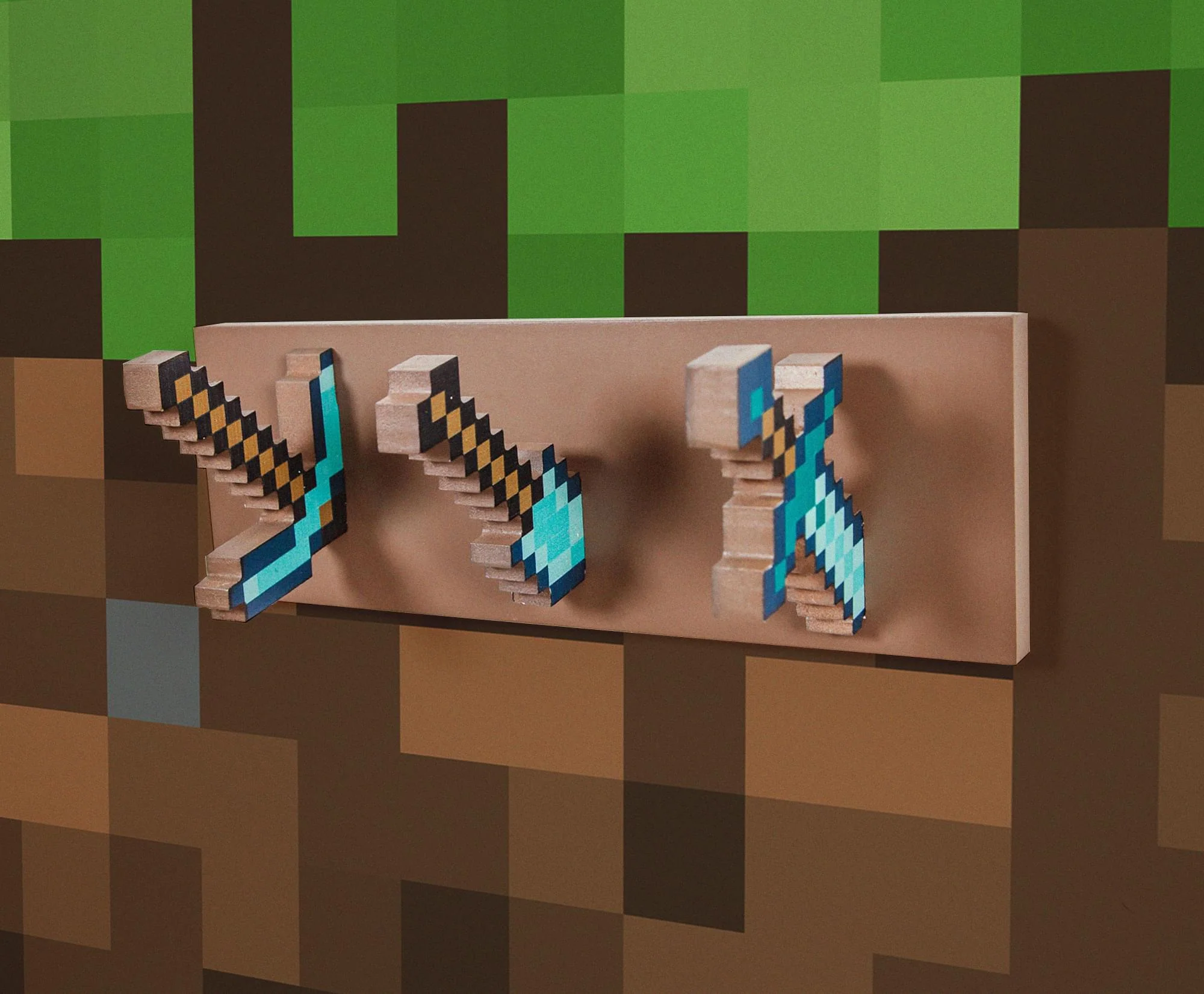 Minecraft Diamond Tool Wall Coat Hooks Storage Rack - Image 3