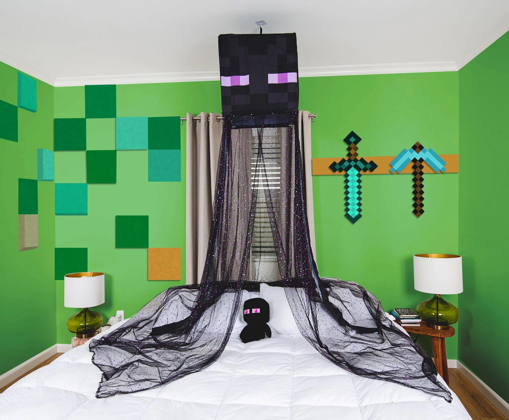 Minecraft Enderman Kids Bed Canopy for Ceiling, Hanging Curtain Netting - Image 6