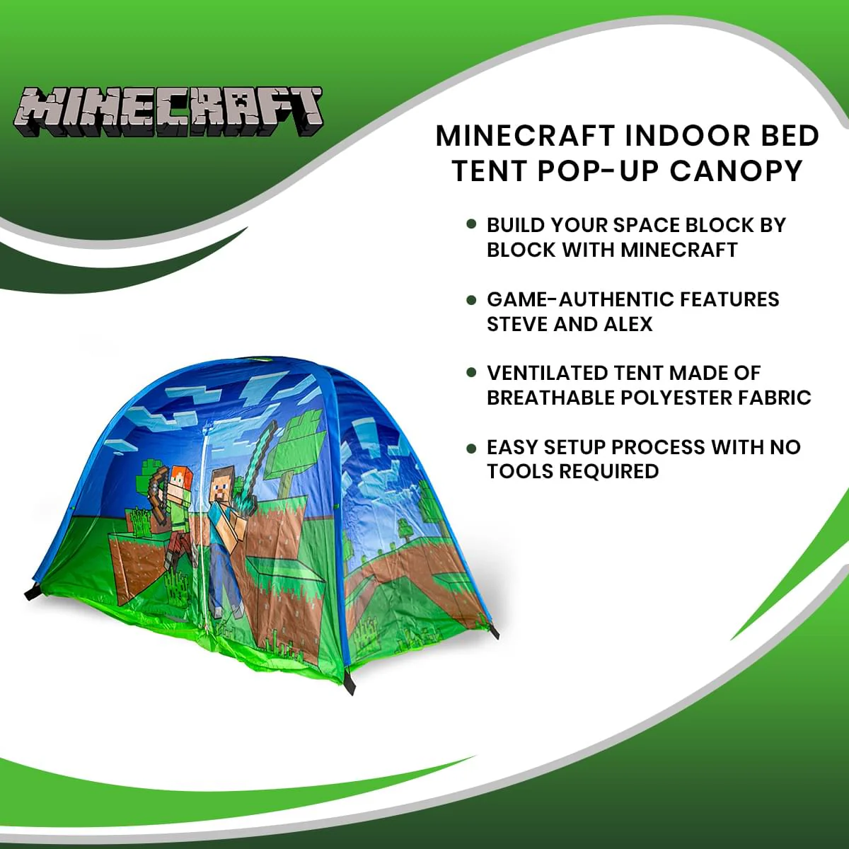Minecraft Indoor Bed Tent Pop-Up Fort - Image 7