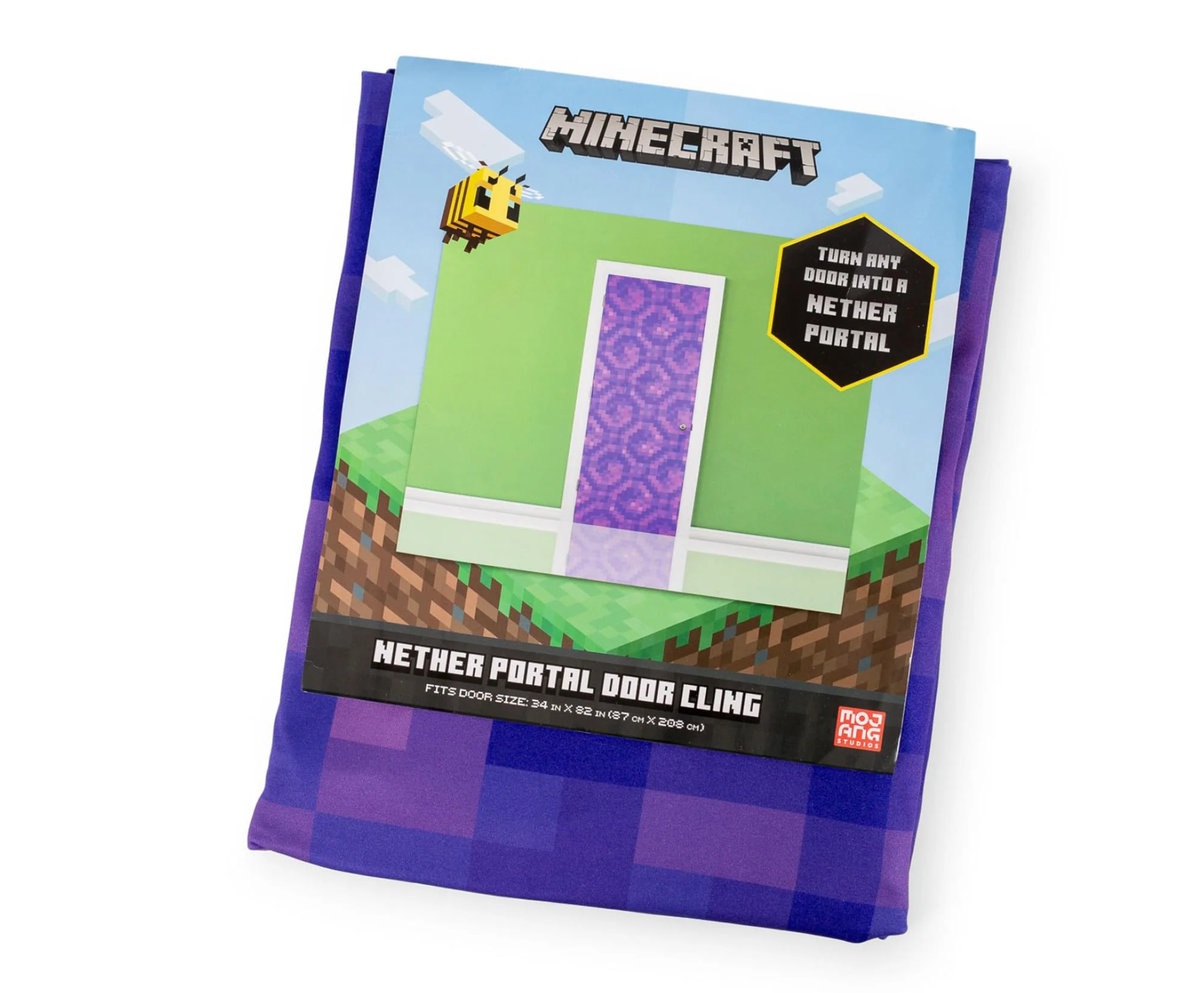 Minecraft Purple Nether Portal Gateway Fabric Door Cling | 34 x 82 Inches - Image 2
