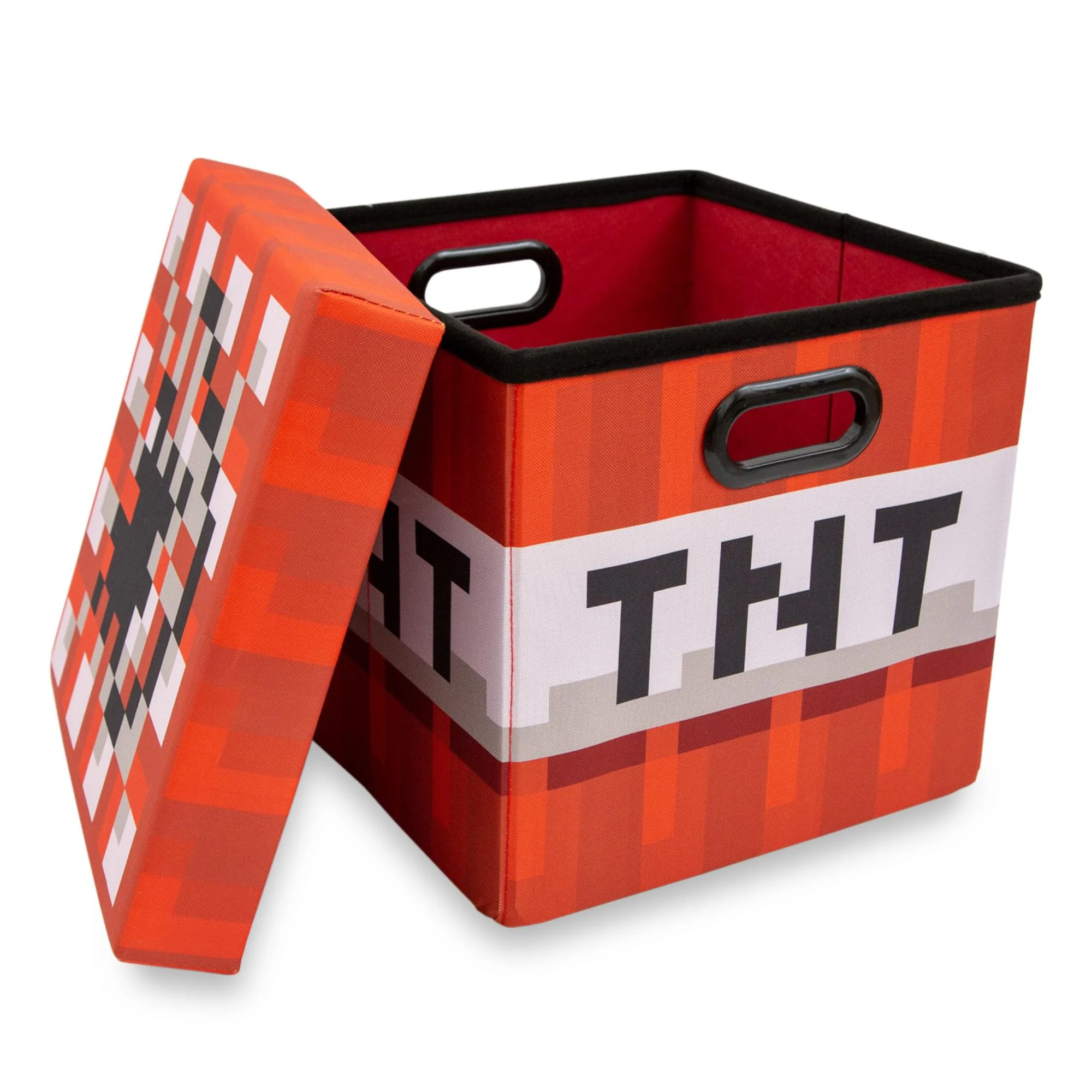 Minecraft TNT Block Fabric Storage Bin Cube Organizer with Lid | 13 Inches - Image 2