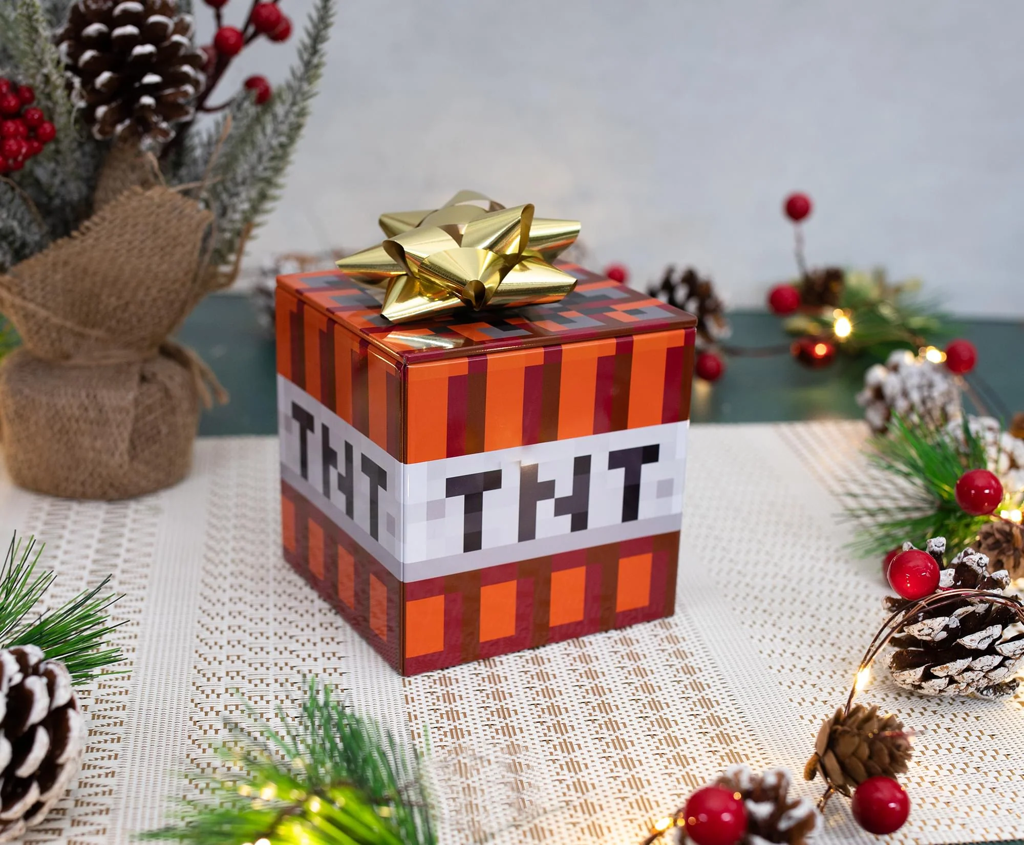 Minecraft TNT Tin Storage Box Cube Organizer with Lid | 4 Inches - Image 3