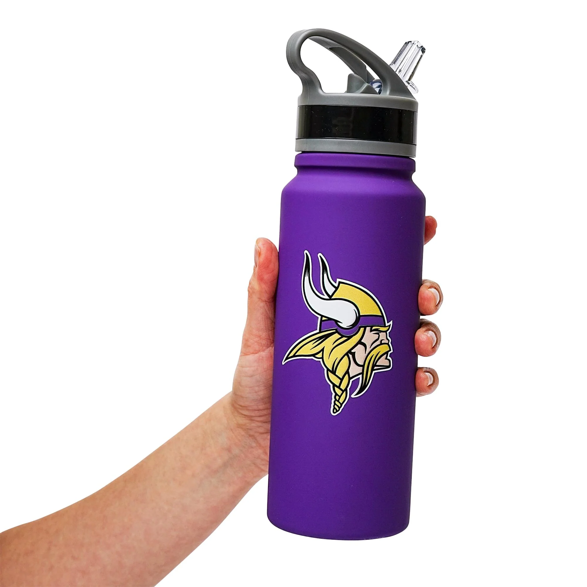 Minnesota Vikings Logo 25-Ounce Stainless Steel Flip-Top NFL Water Bottle - Image 6