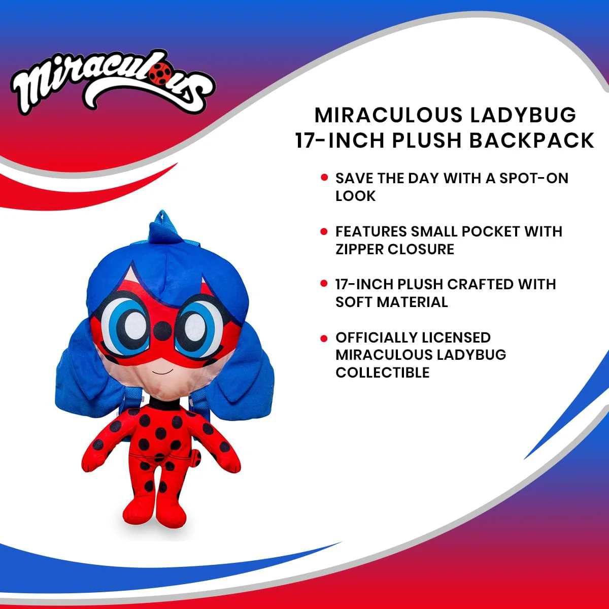 Miraculous Ladybug 17-Inch Plush Backpack - Image 7