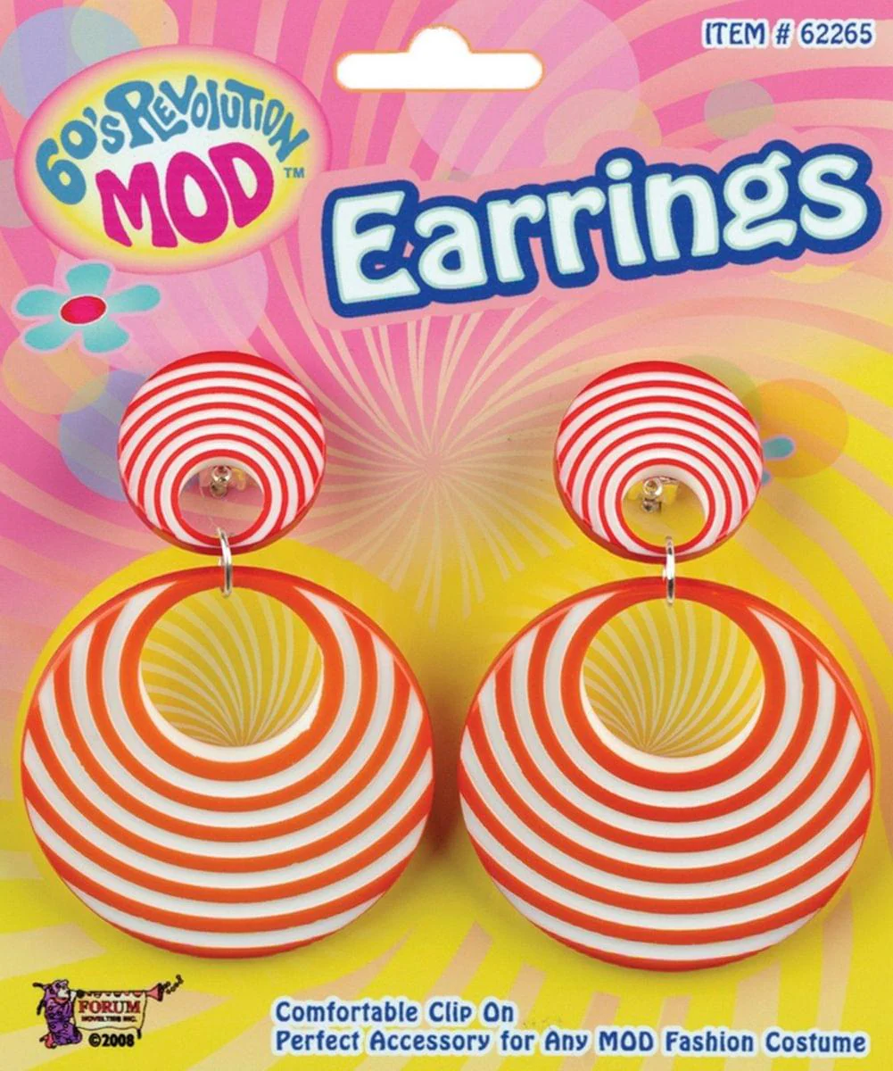 Mod Orange Swirl Costume Earrings