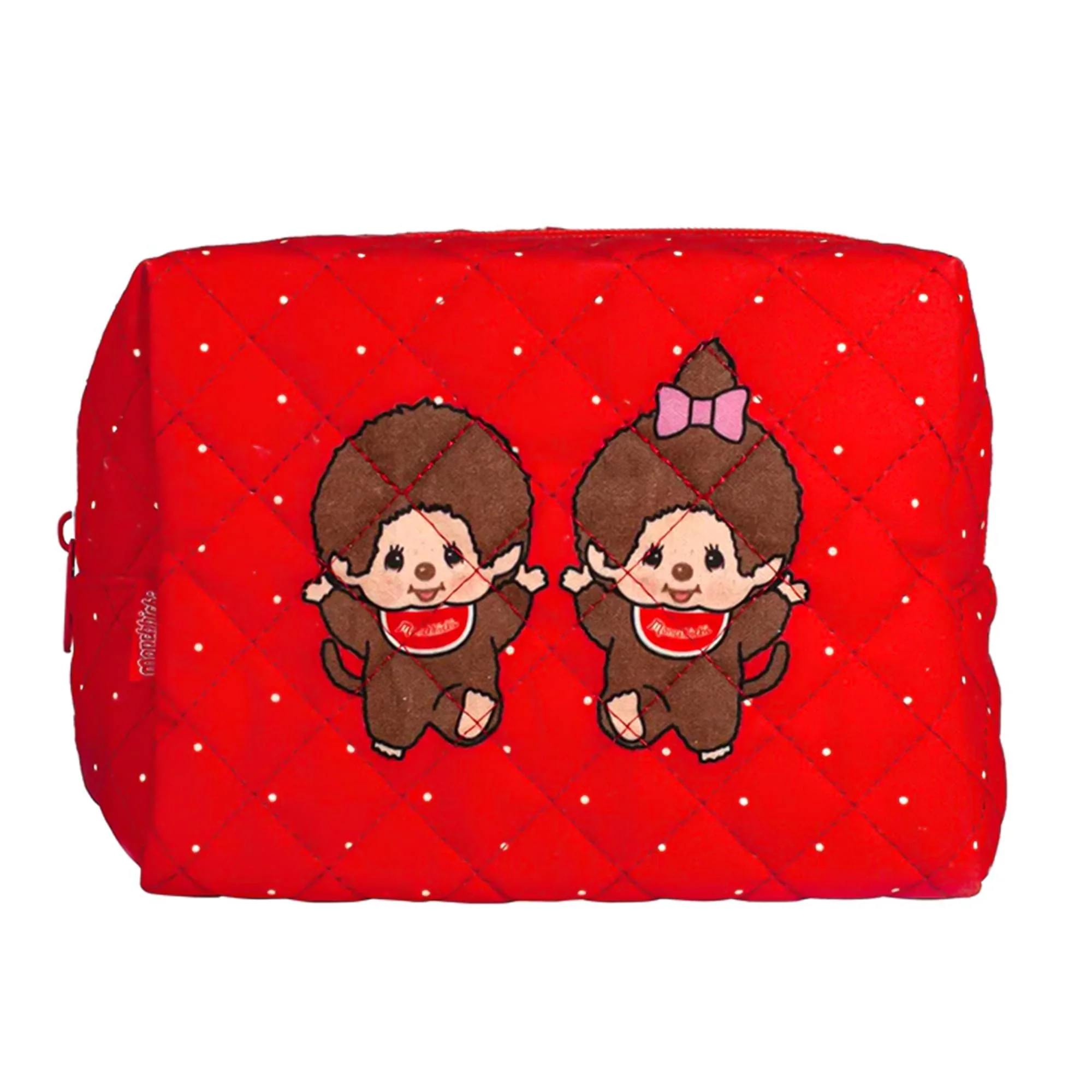 Monchhichi Boy and Girl Red Quilted Pouch