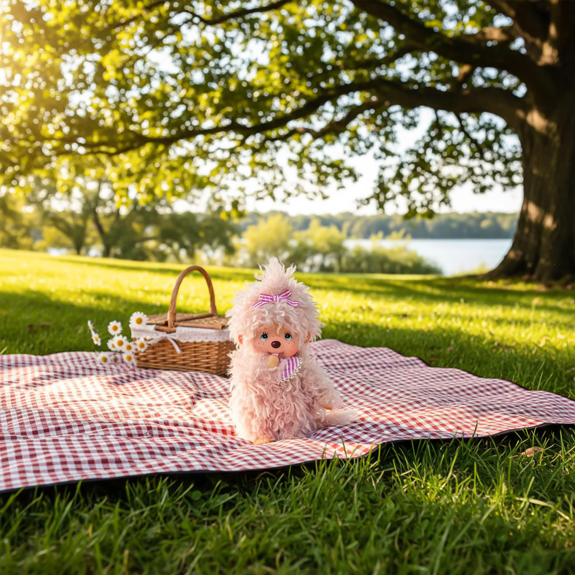 Monchhichi Fluffy Pink Beige Girl 8 Inch Plush - Image 5