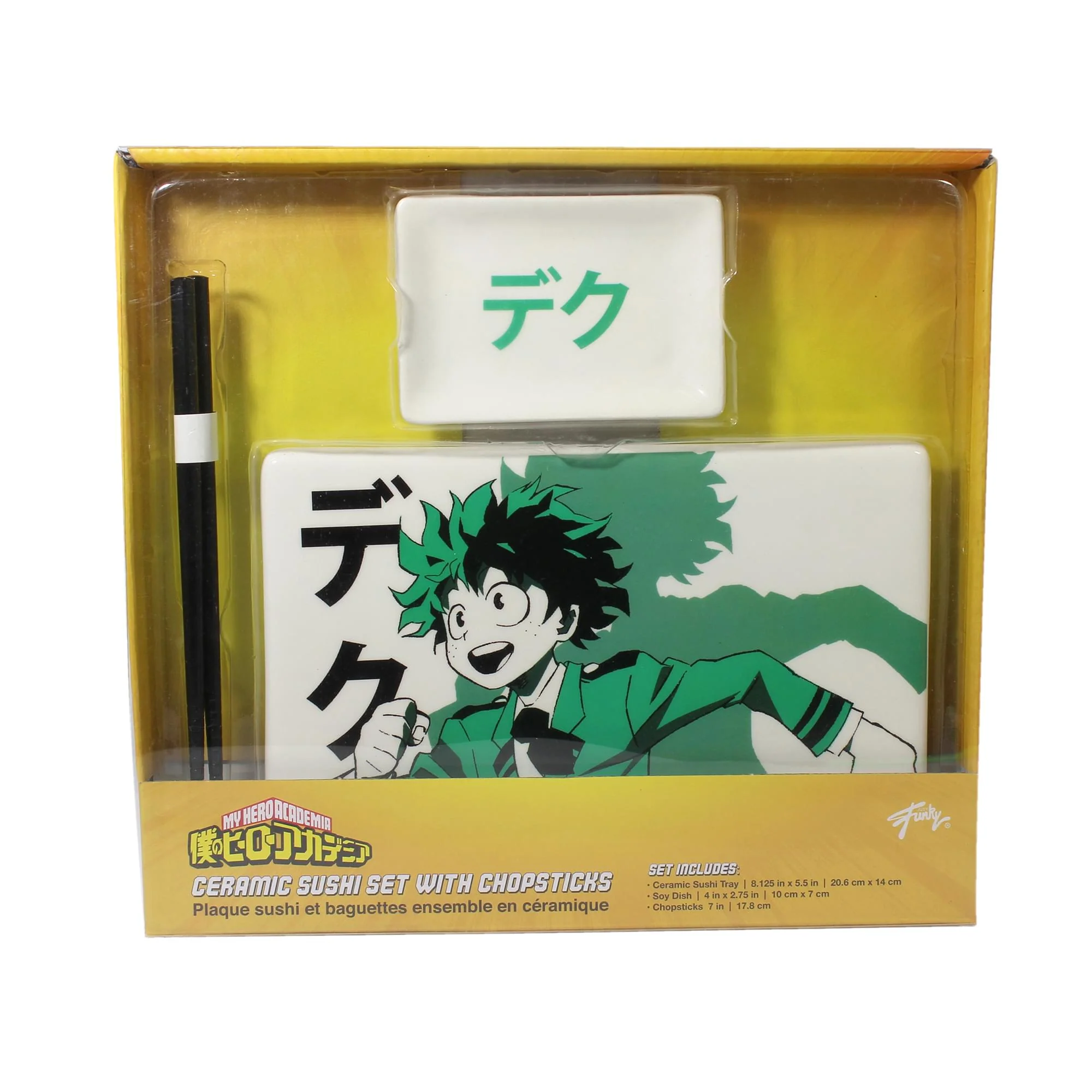 My Hero Academia Deku Sushi Plate Set | Sushi Plate, Soy Sauce Dish, & Chopsticks - Image 2