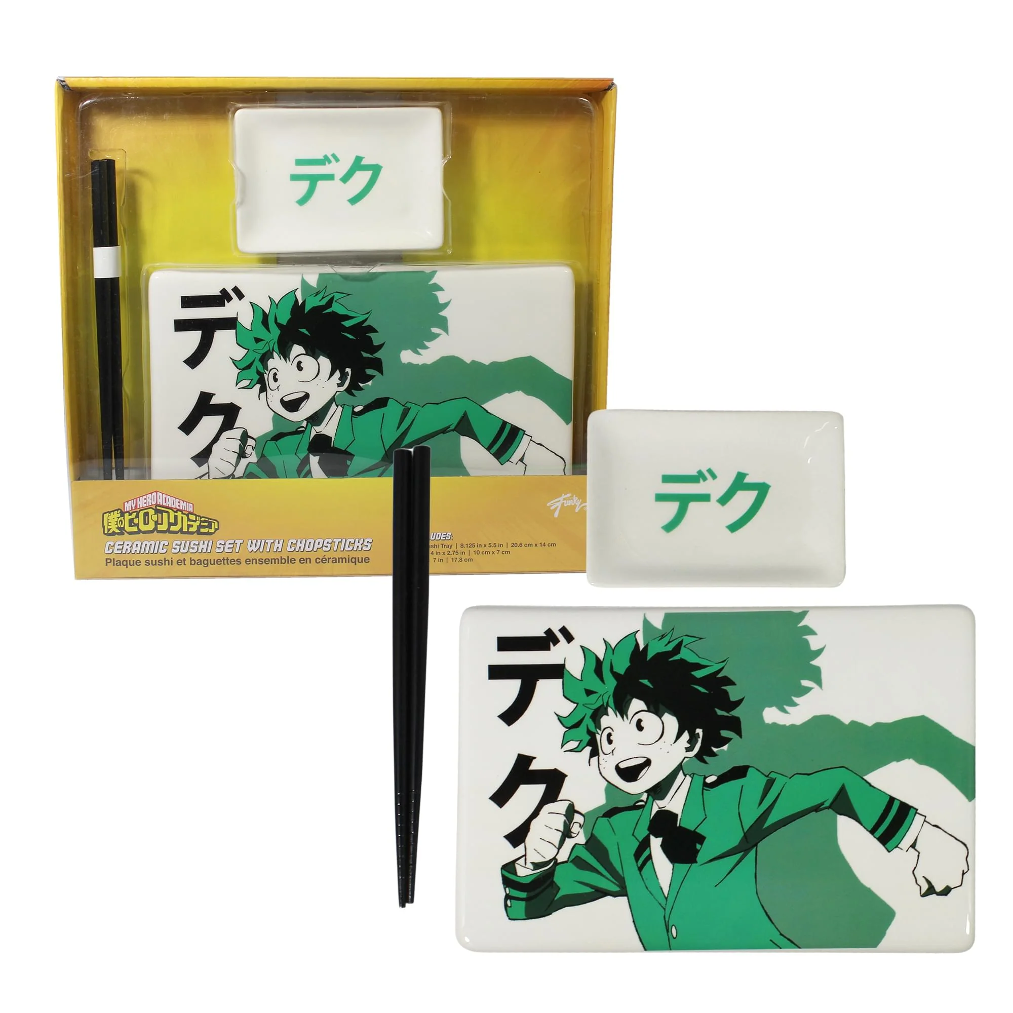 My Hero Academia Deku Sushi Plate Set | Sushi Plate, Soy Sauce Dish, & Chopsticks - Image 4