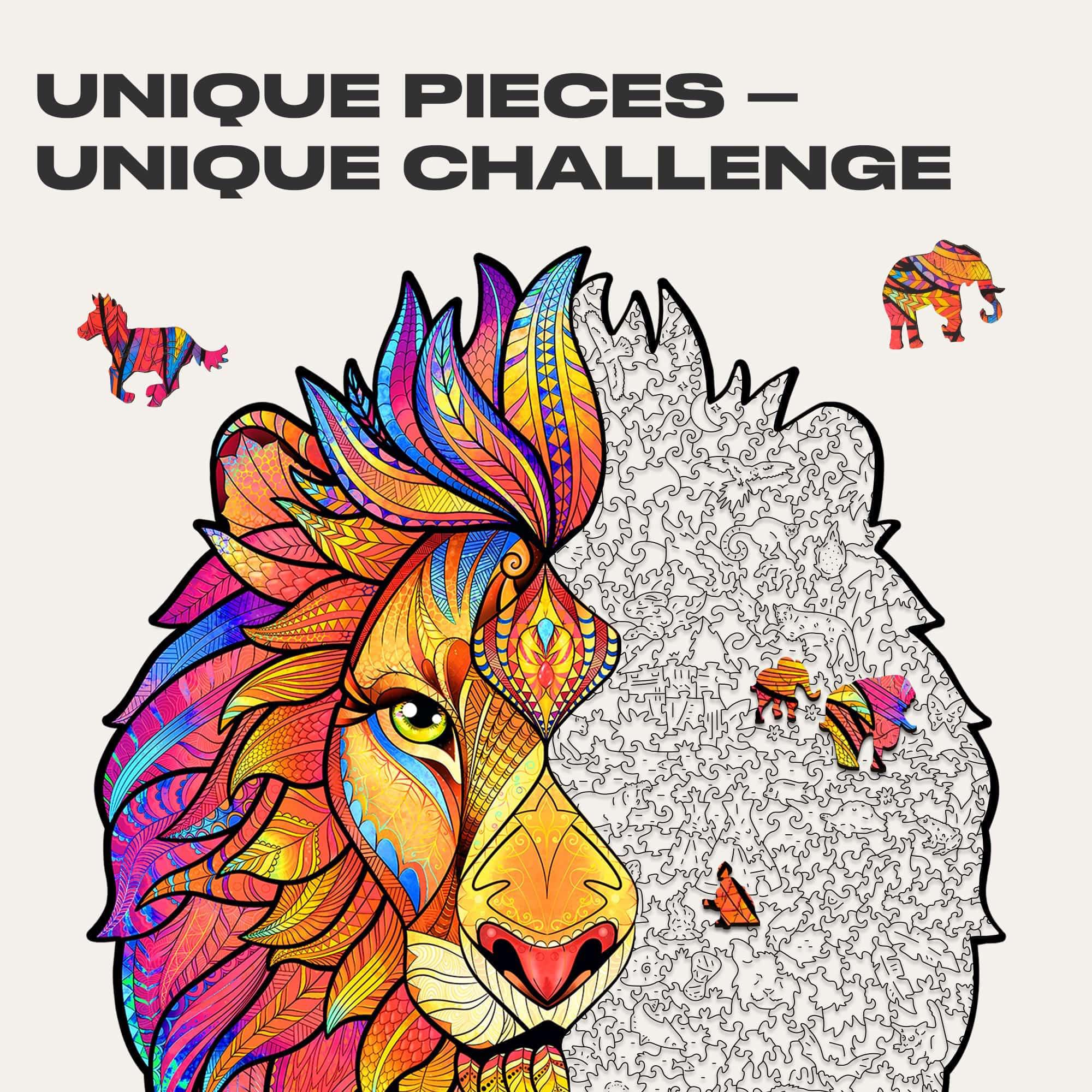 Mysterious Lion 106 Piece Shaped Wooden Jigsaw Puzzle - Image 2