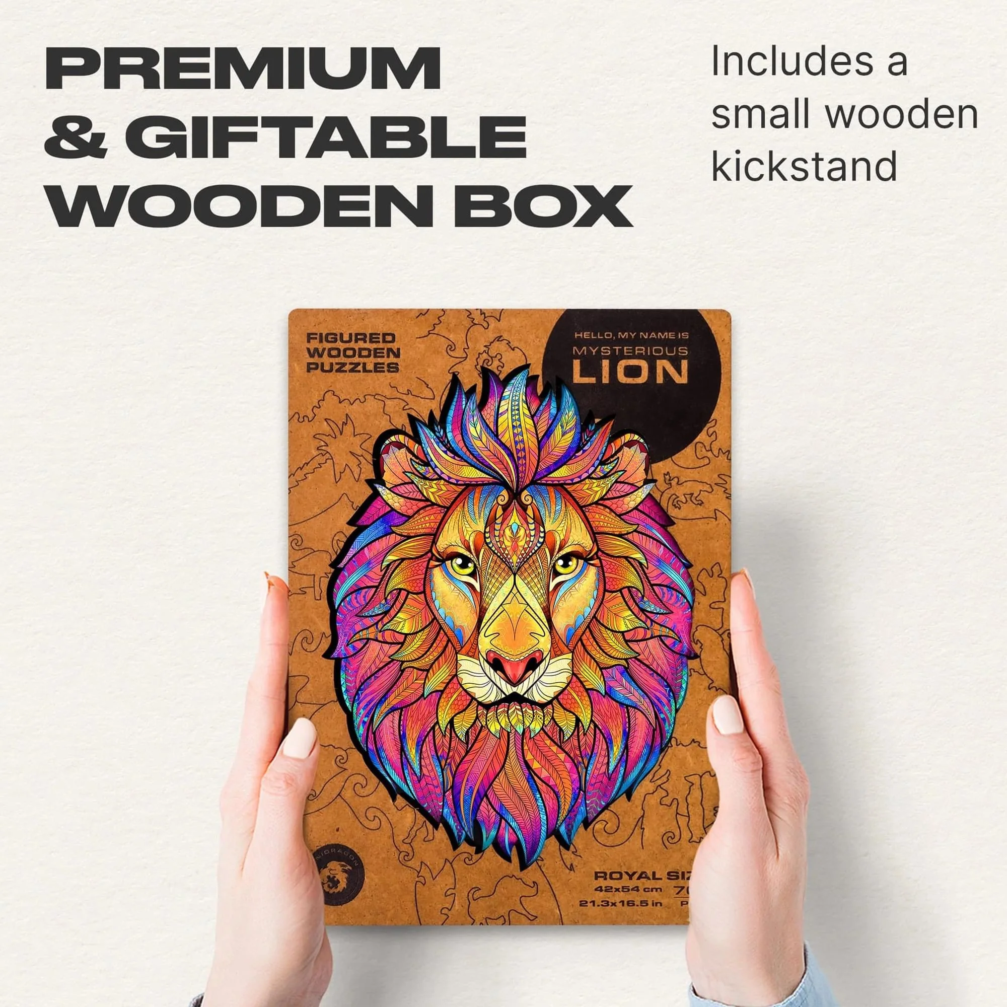 Mysterious Lion 106 Piece Shaped Wooden Jigsaw Puzzle - Image 4