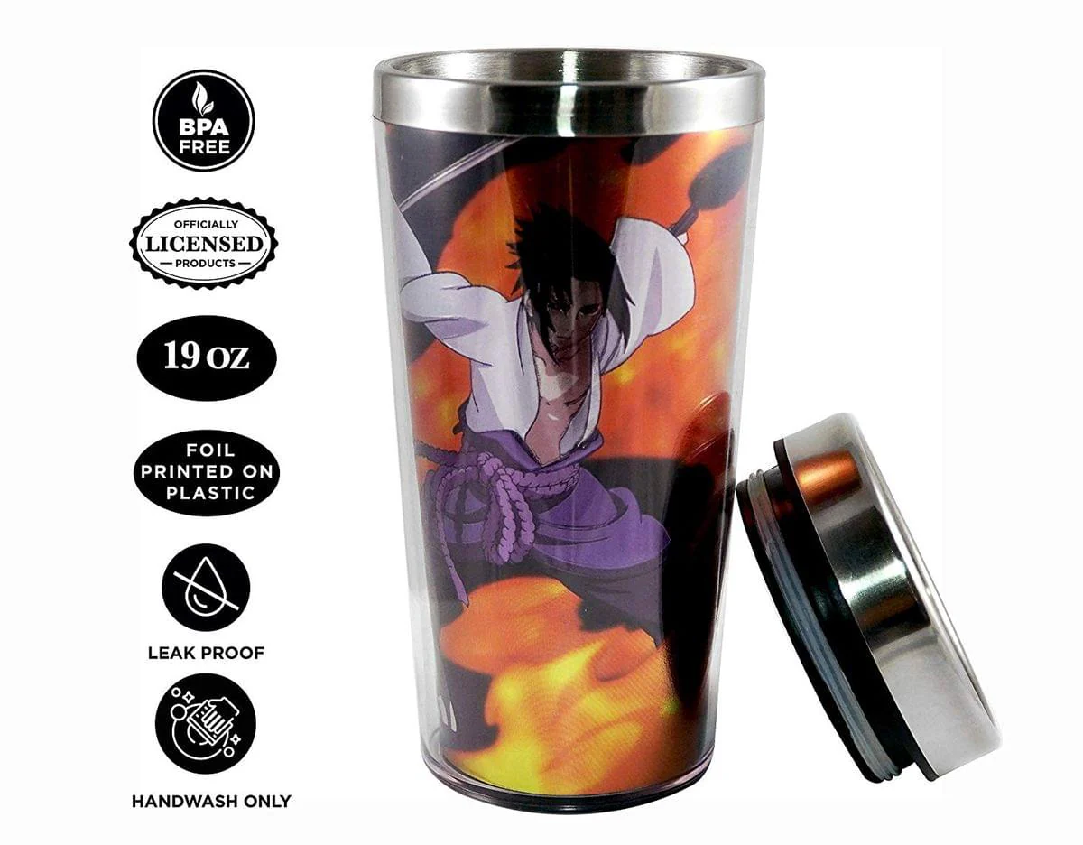 Naruto Foil Print Uchiha Sasuka 19oz Steel Travel Mug - Image 2