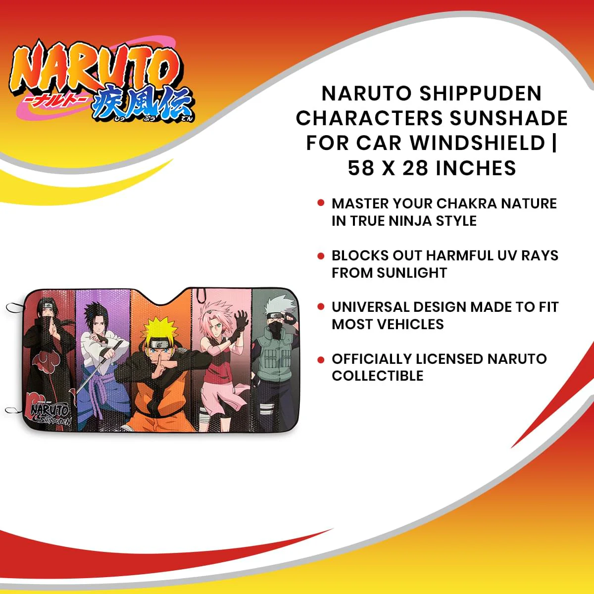 Naruto Shippuden Characters Sunshade for Car Windshield | 58 x 28 Inches - Image 7